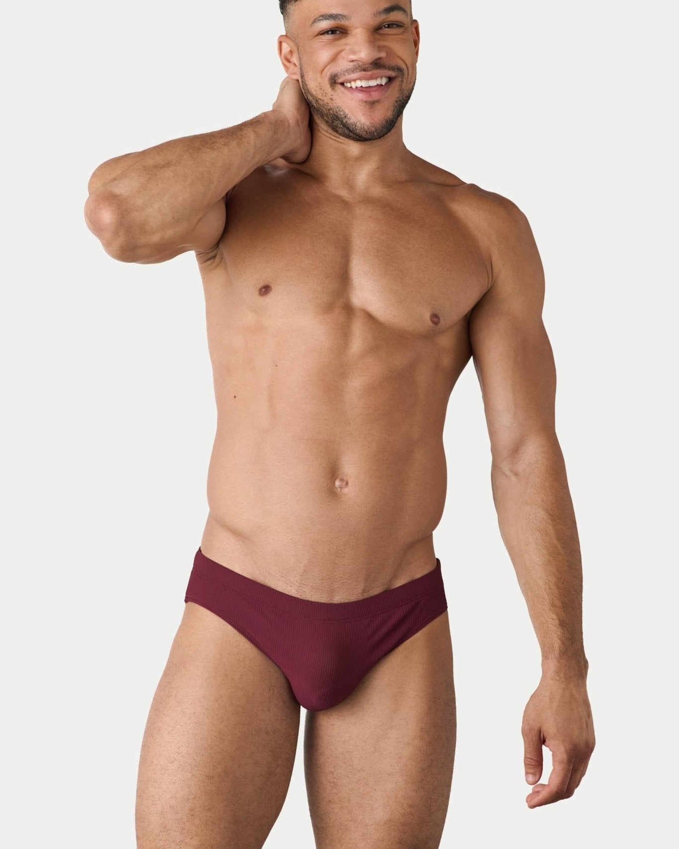 AWRY Oasis Swim Briefs Maroon - mens swim briefs front view