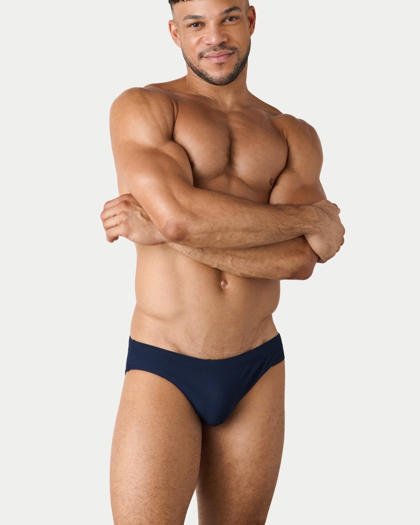 AWRY Oasis Swim Briefs Navy - men's swim brief liner close-up