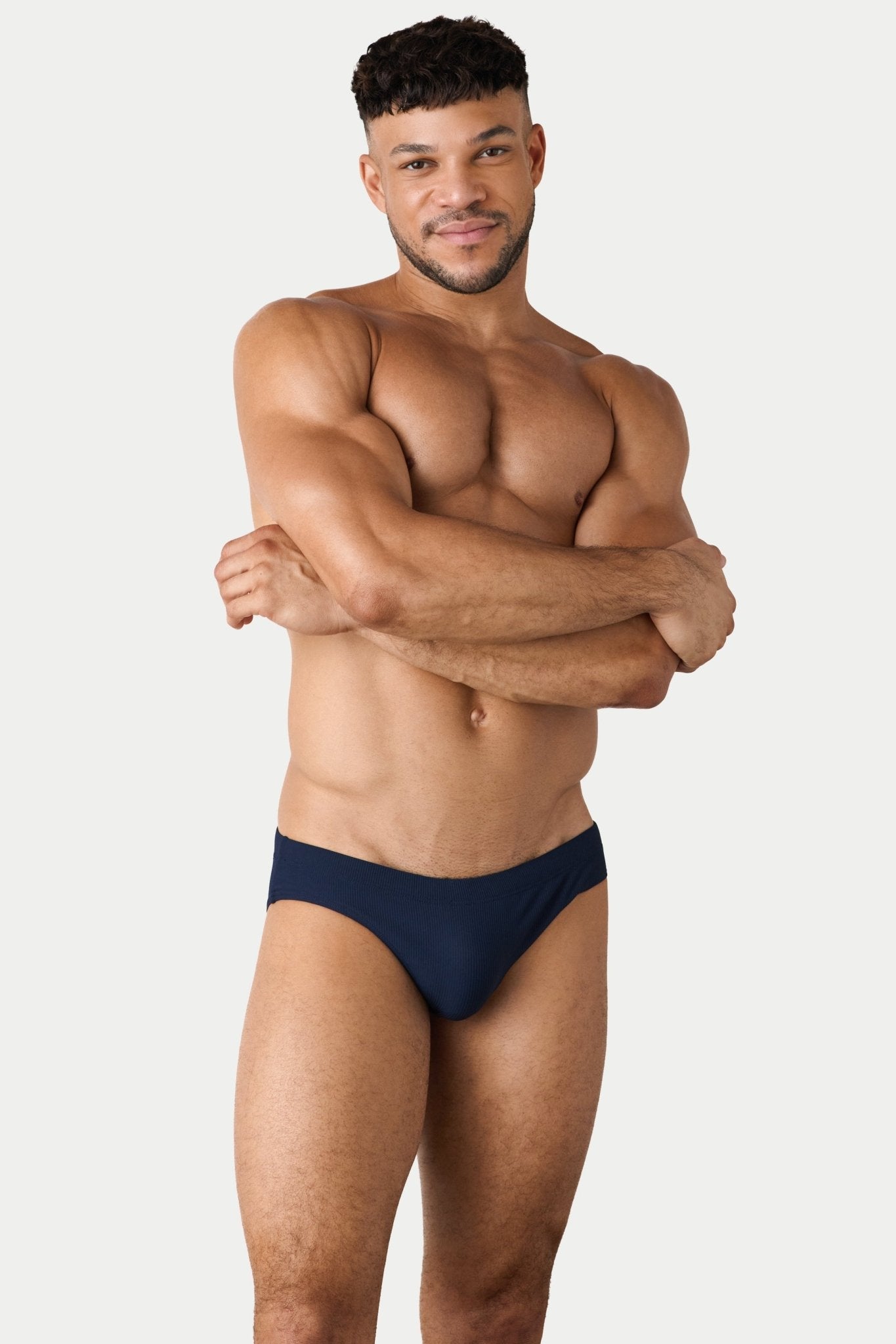 AWRY Oasis Swim Briefs Navy - men's swim brief liner close-up