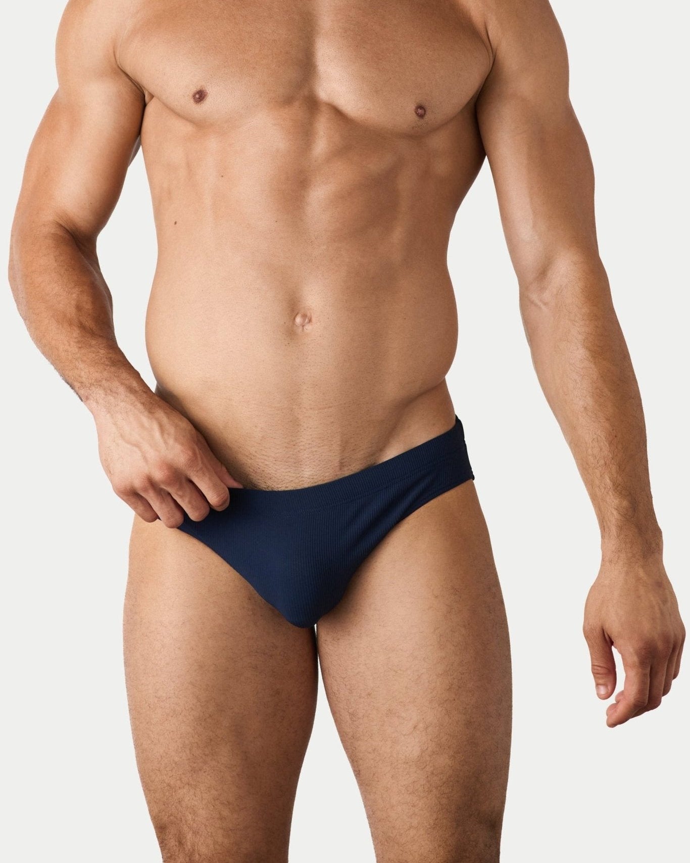 AWRY Oasis Swim Briefs Navy - men's swim brief pouch detail