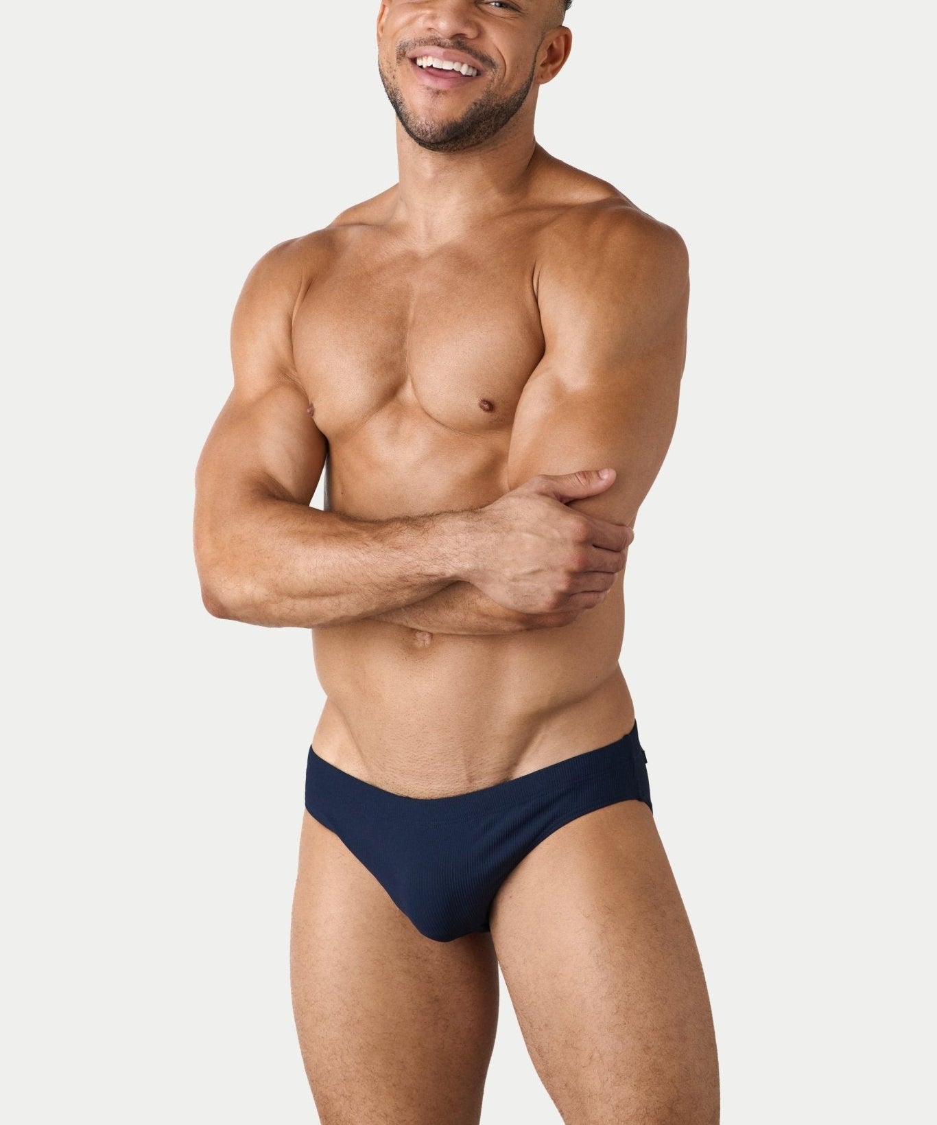 AWRY Oasis Swim Briefs Navy - mens swim briefs front view