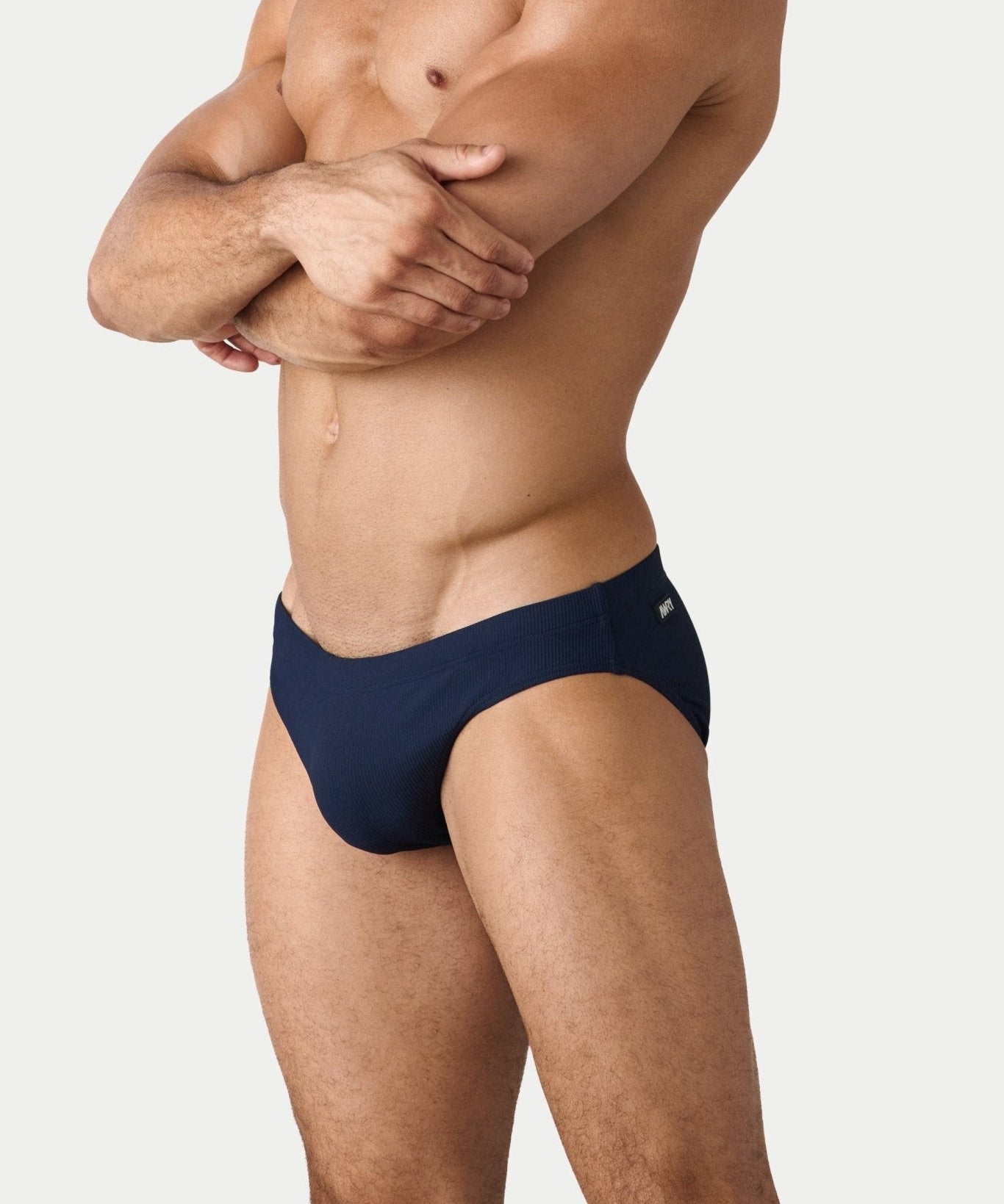 AWRY Oasis Swim Briefs Navy - men's swim brief side profile