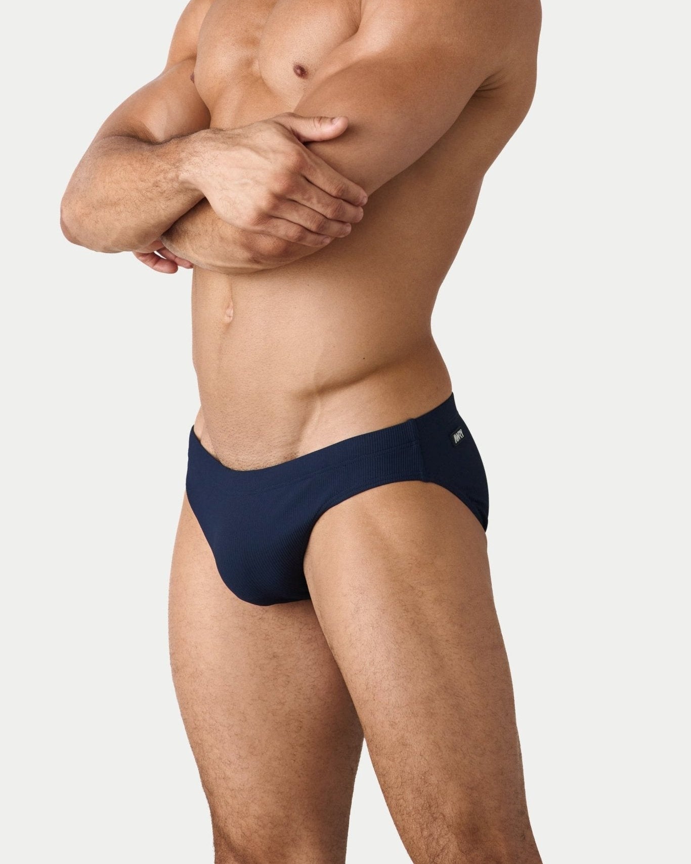 AWRY Oasis Swim Briefs Navy - men's swim brief side profile