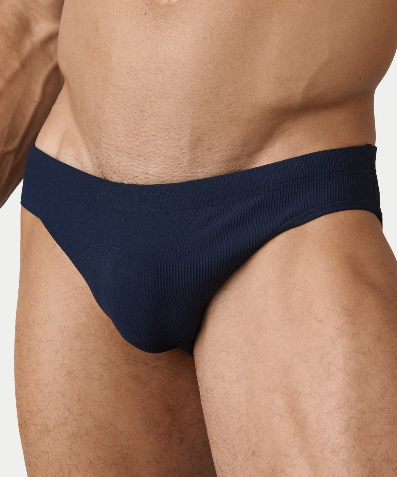AWRY Oasis Swim Briefs Navy - men's swim brief waistband detail