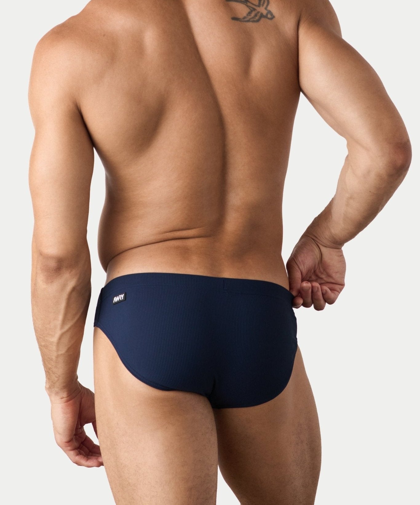 AWRY Oasis Swim Briefs Navy - mens swim briefs back view