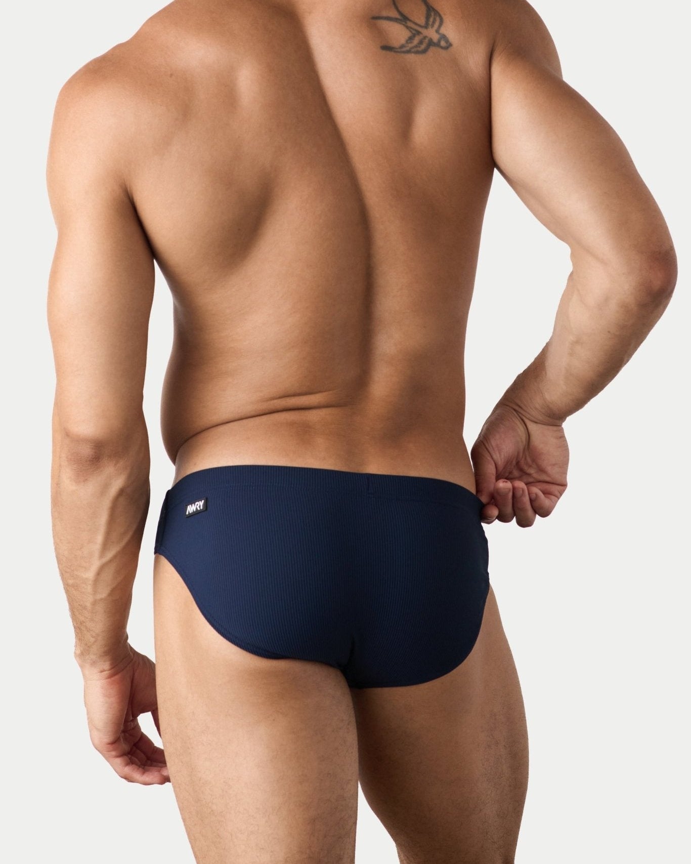 AWRY Oasis Swim Briefs Navy - mens swim briefs back view