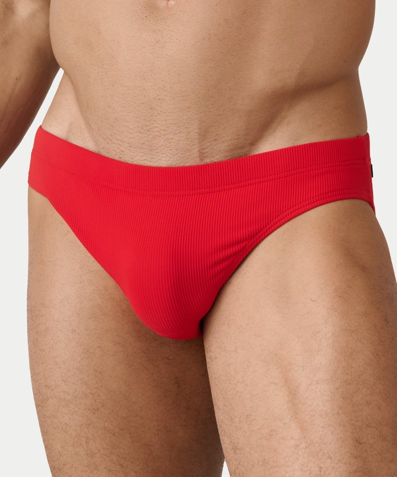 AWRY Oasis Swim Briefs Red - men's swim brief waistband detail