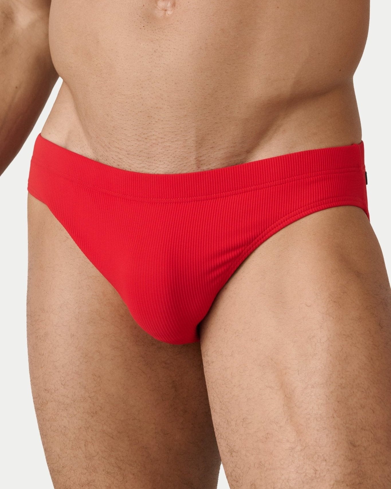AWRY Oasis Swim Briefs Red - men's swim brief waistband detail