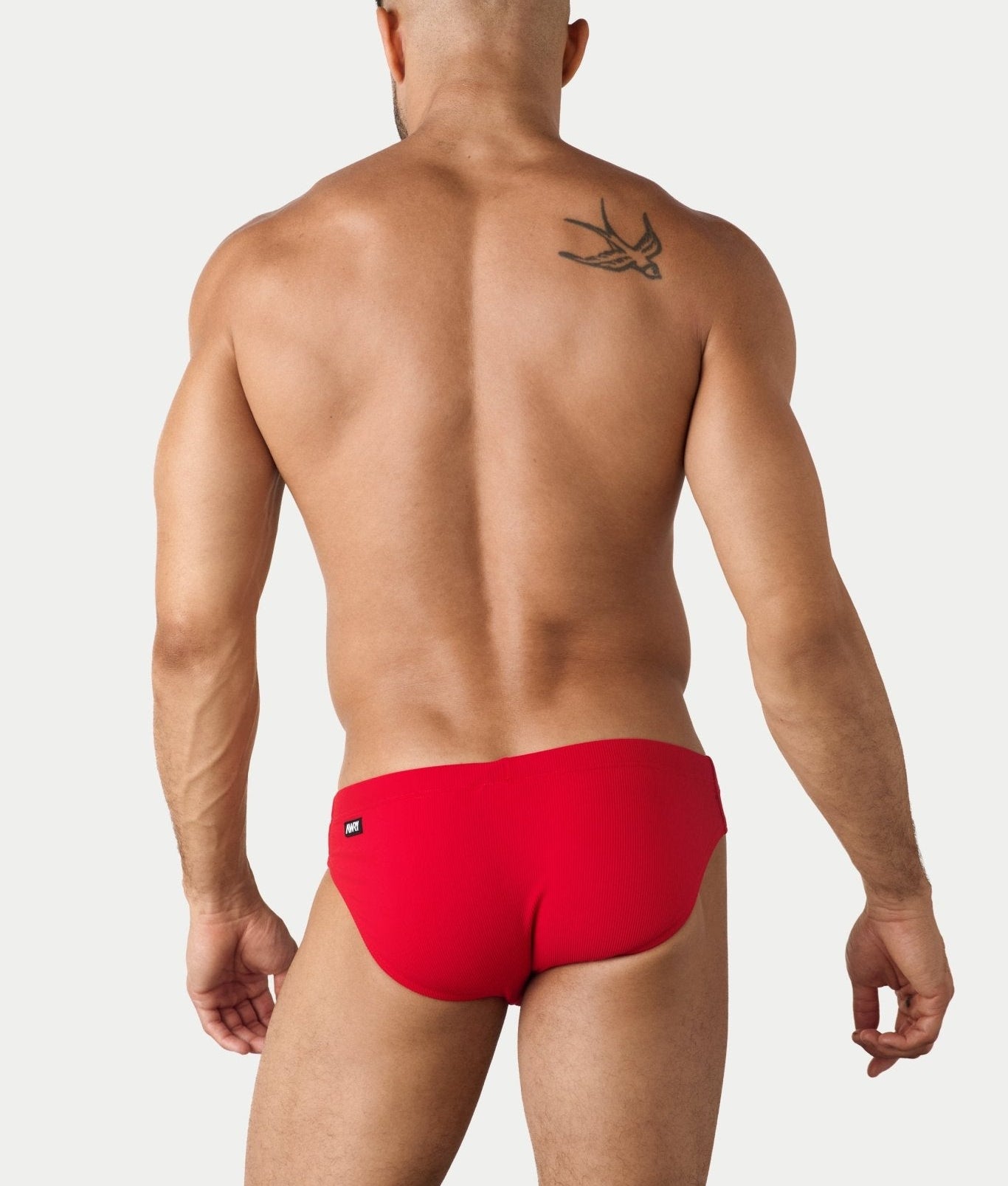 AWRY Oasis Swim Briefs Red - mens swim briefs back view