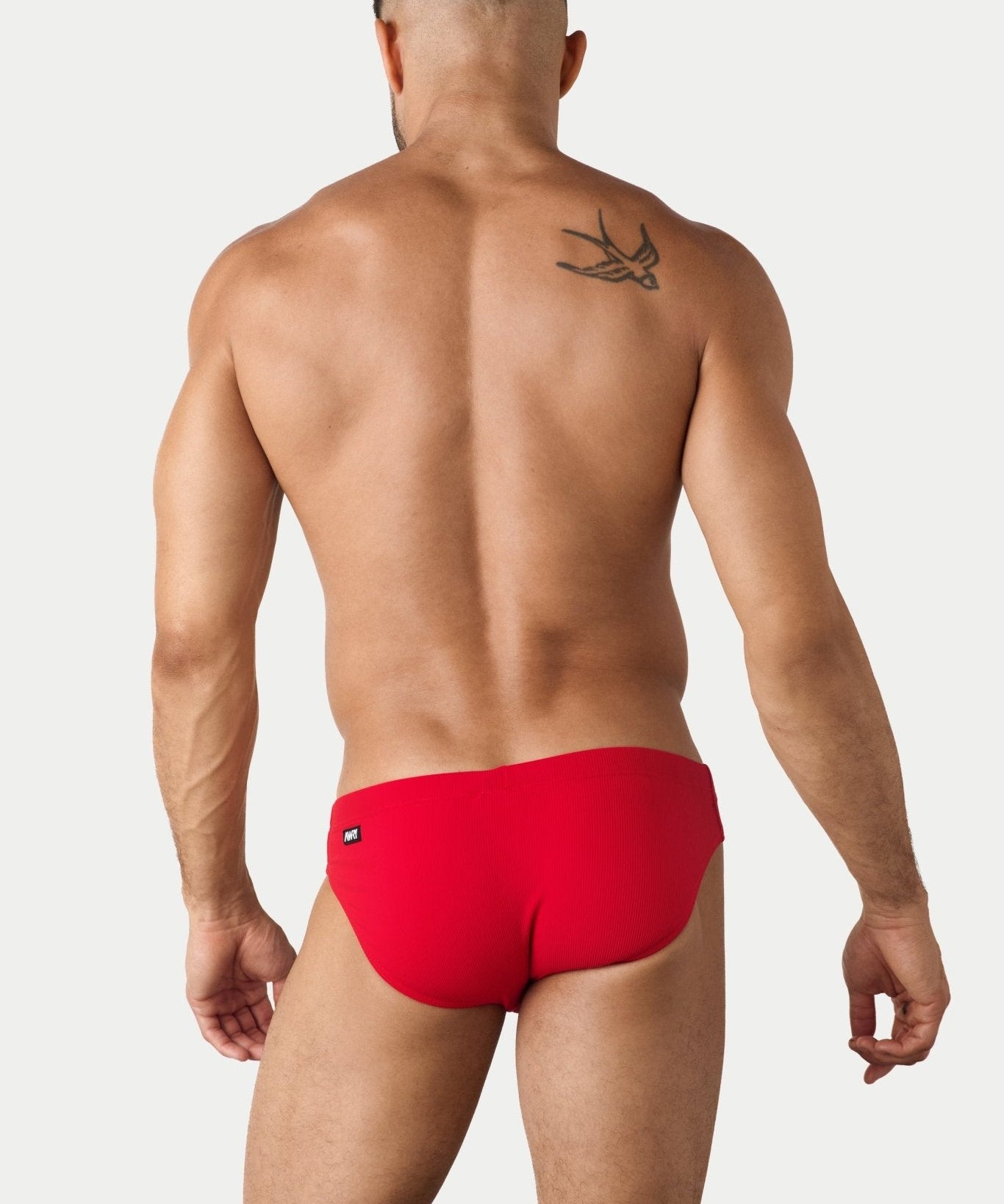 AWRY Oasis Swim Briefs Red - mens swim briefs back view