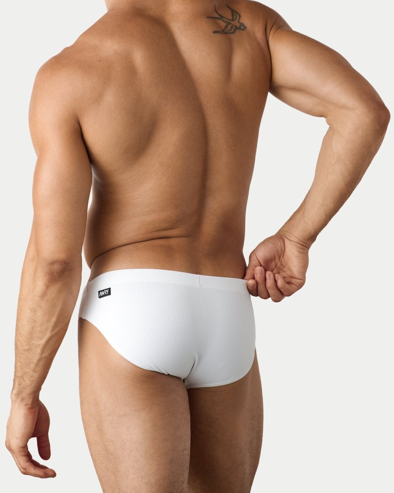 AWRY Oasis Swim Briefs White - mens swim briefs back view