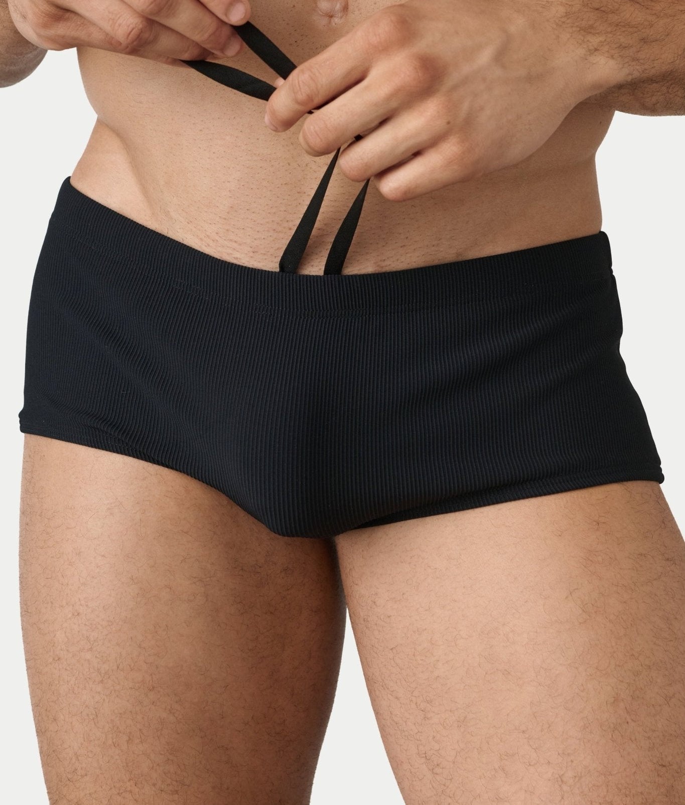 AWRY Oasis Swim Sunga Black - men's swim sunga waistband detail