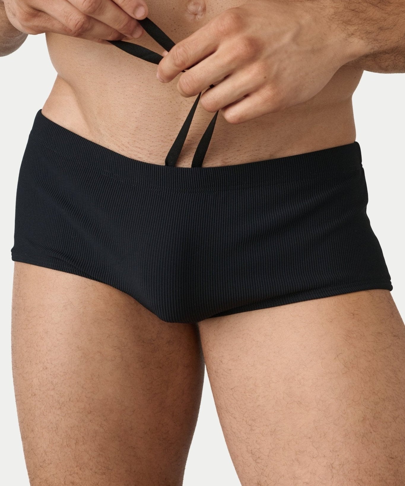 AWRY Oasis Swim Sunga Black - men's swim sunga waistband detail