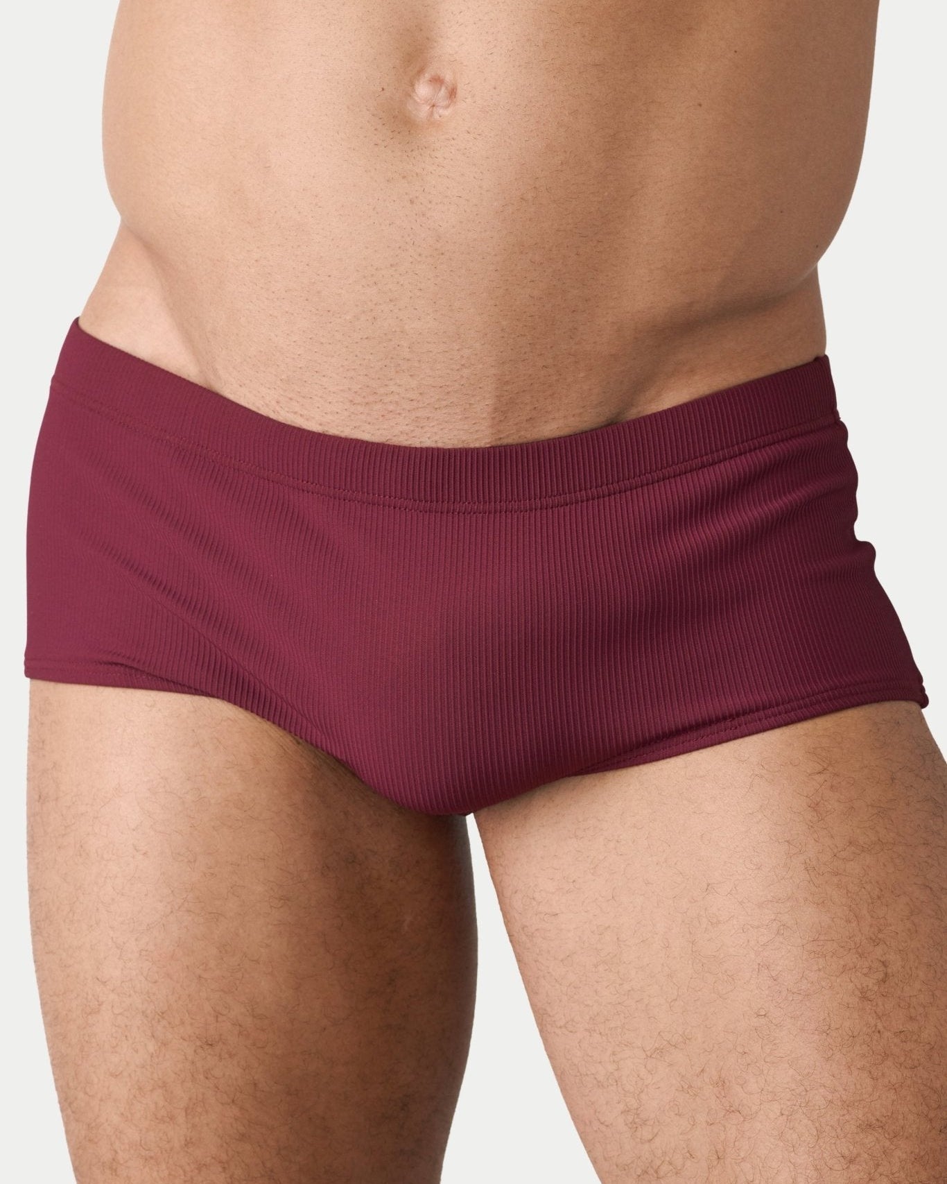 AWRY Oasis Swim Sunga Maroon - men's swim sunga liner close-up