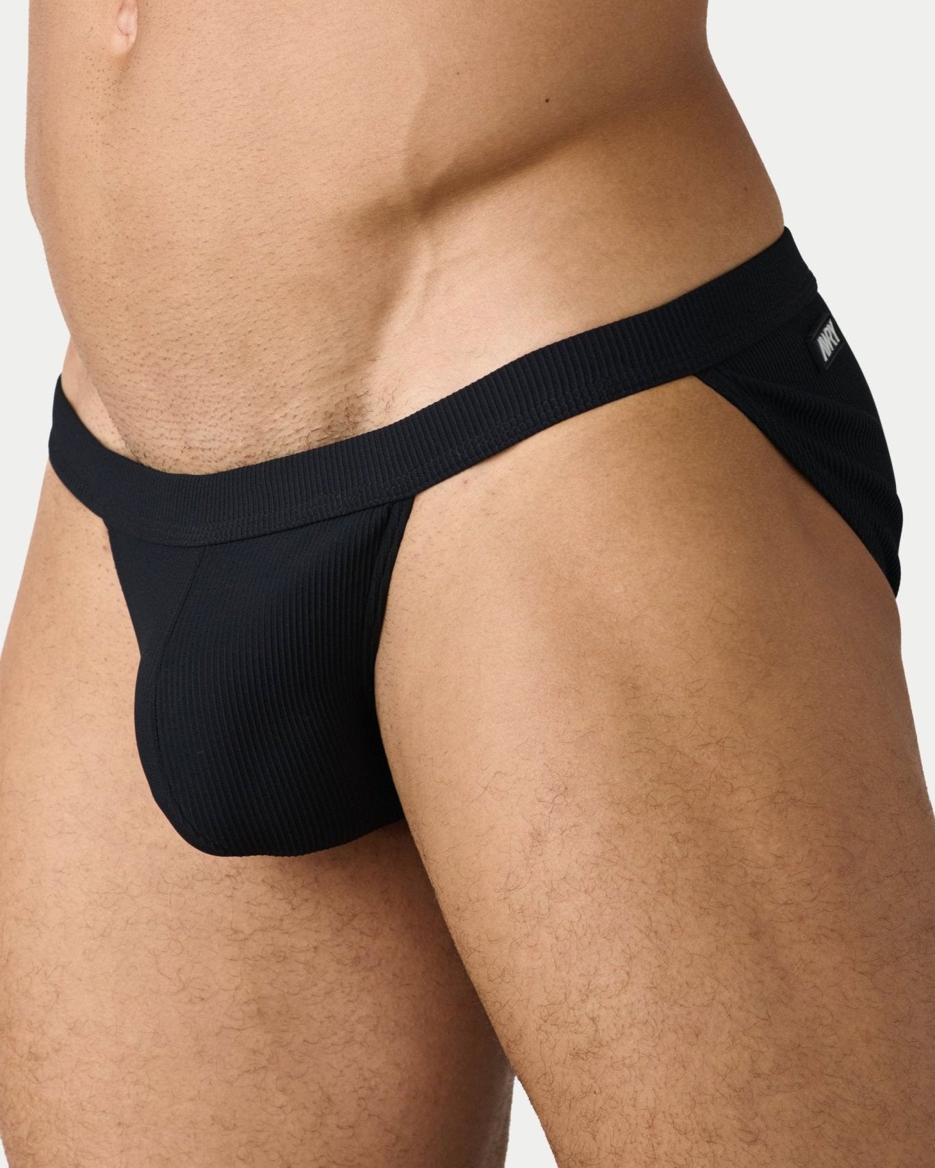 AWRY Oasis Swim Tanga Black - men's swim brief liner close-up