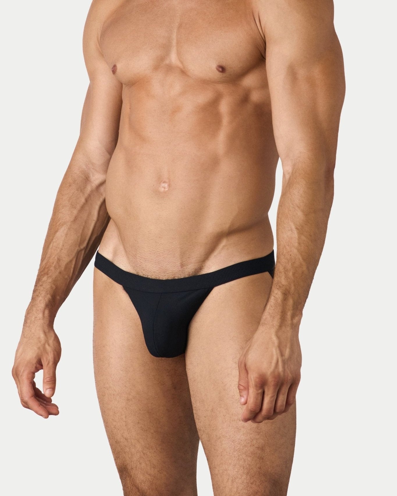 AWRY Oasis Swim Tanga Black - mens swim briefs side profile