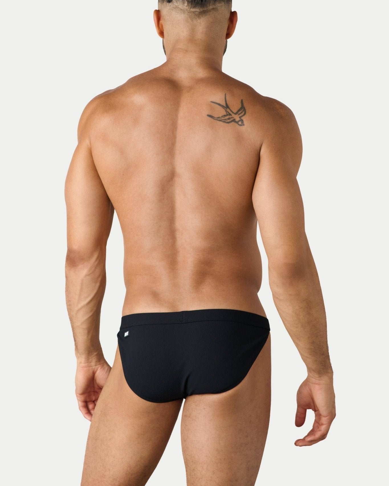 AWRY Oasis Swim Tanga Black - mens swim briefs back view