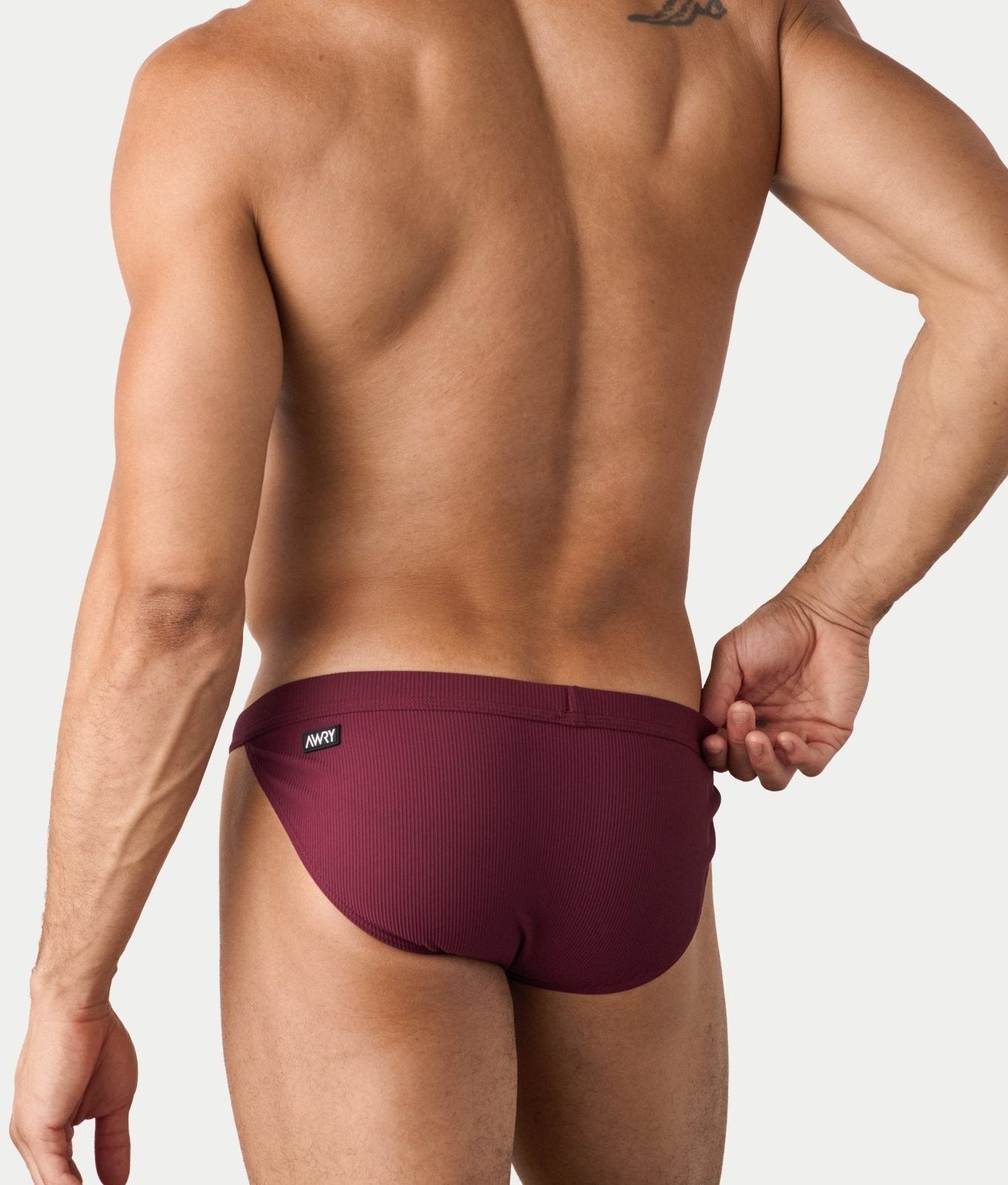 AWRY Oasis Swim Tanga Maroon - mens swim briefs back view