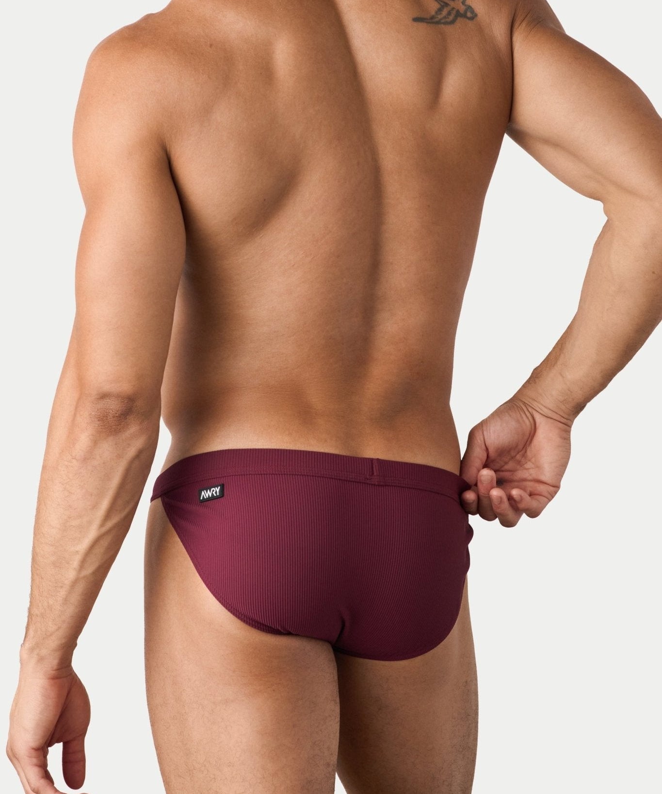 AWRY Oasis Swim Tanga Maroon - mens swim briefs back view