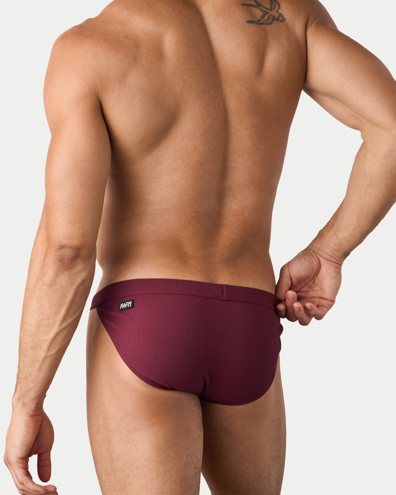 AWRY Oasis Swim Tanga Maroon - mens swim briefs back view