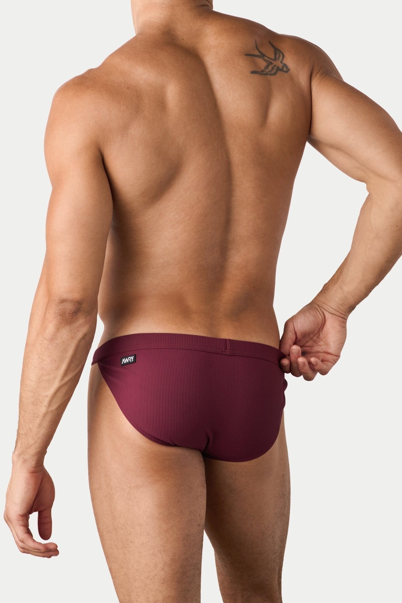 AWRY Oasis Swim Tanga Maroon - mens swim briefs back view