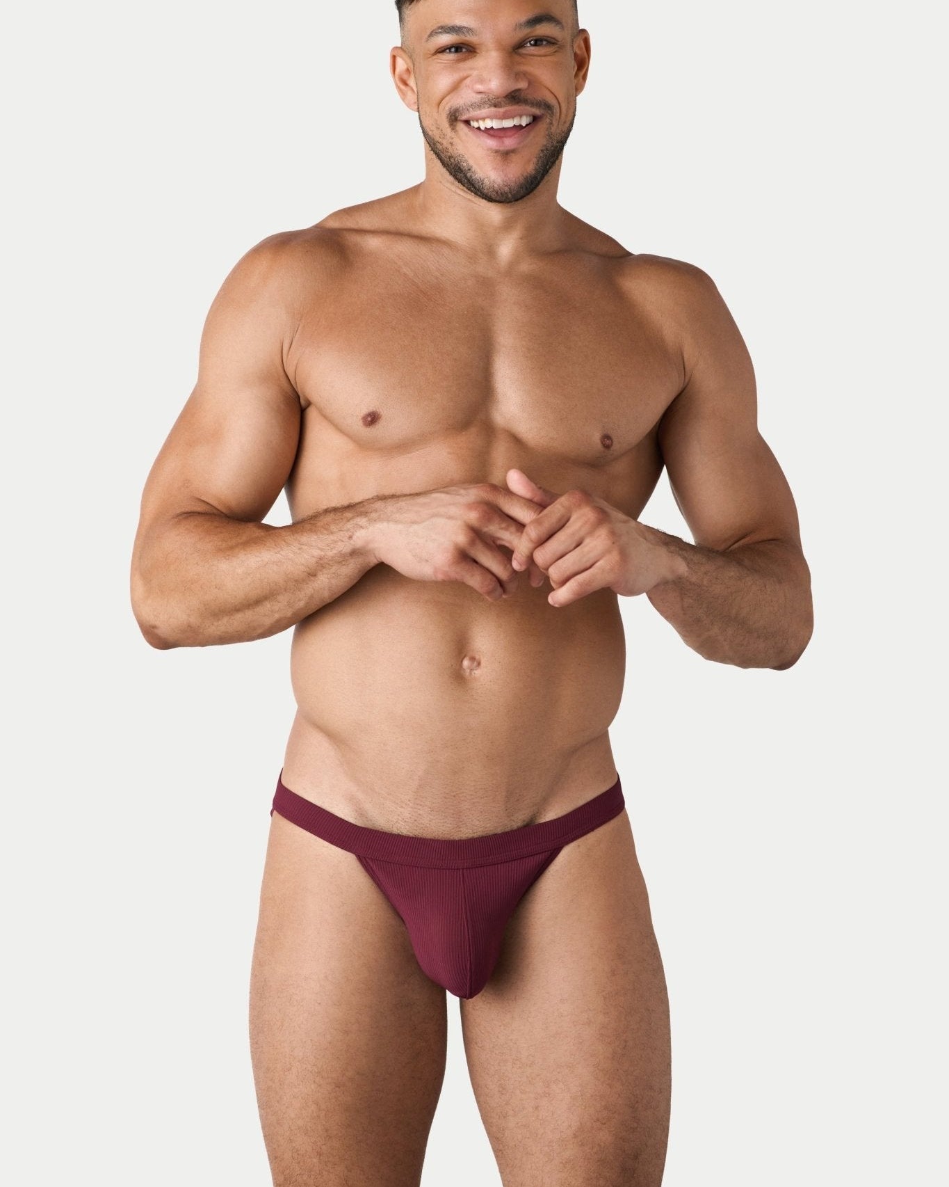 AWRY Oasis Swim Tanga Maroon - men's swim brief liner close-up