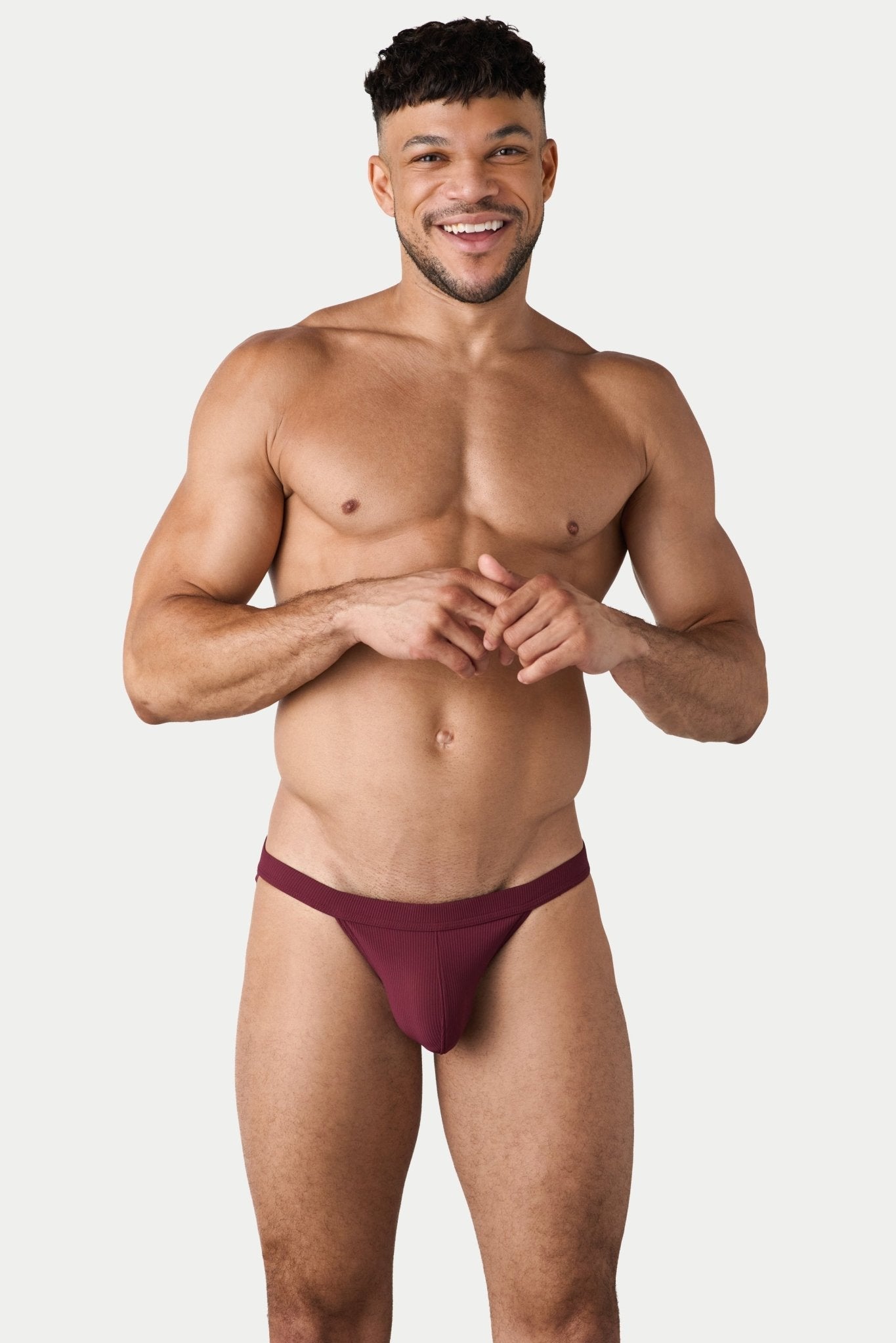 AWRY Oasis Swim Tanga Maroon - men's swim brief liner close-up