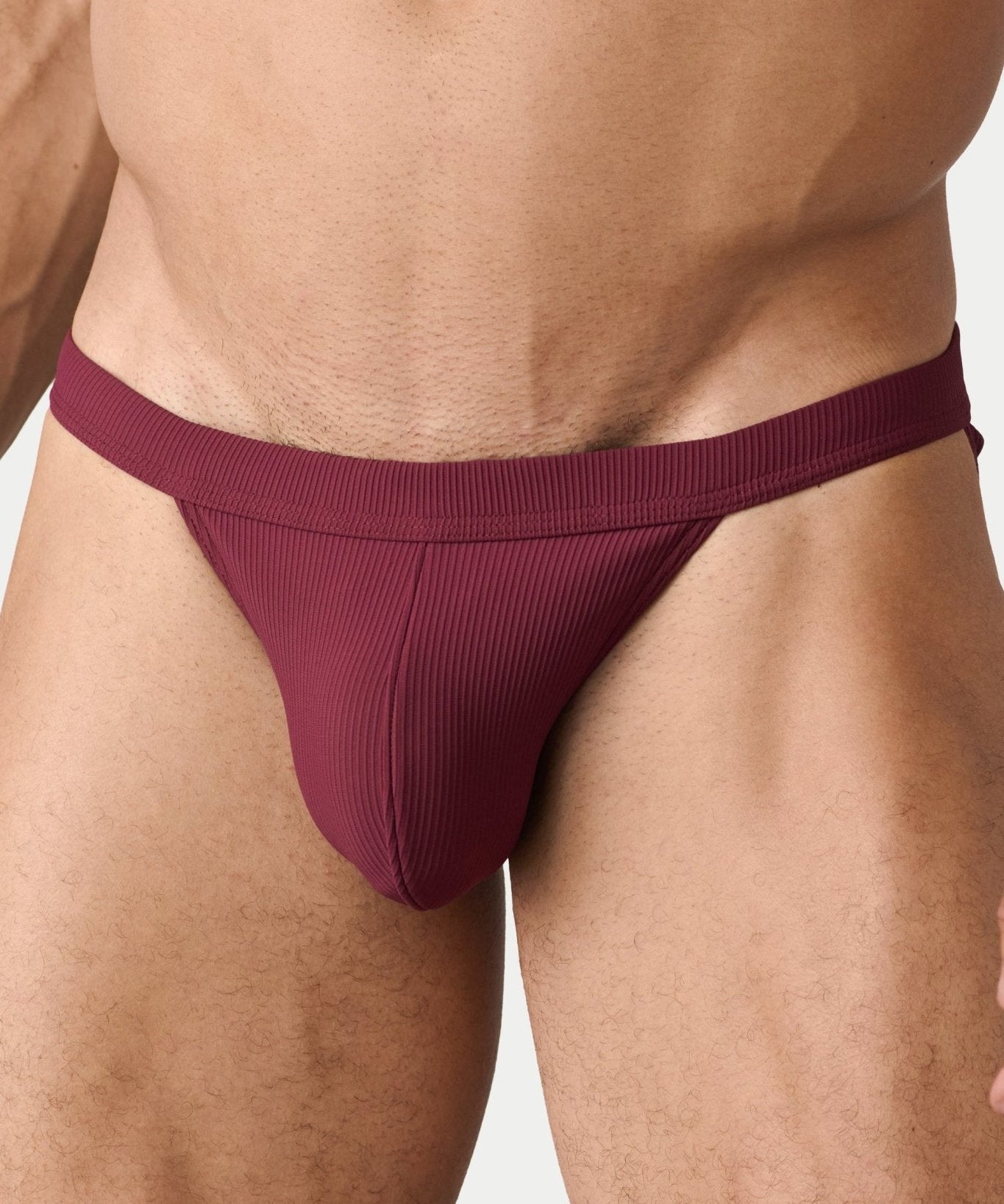 AWRY Oasis Swim Tanga Maroon - men's swim brief waistband detail