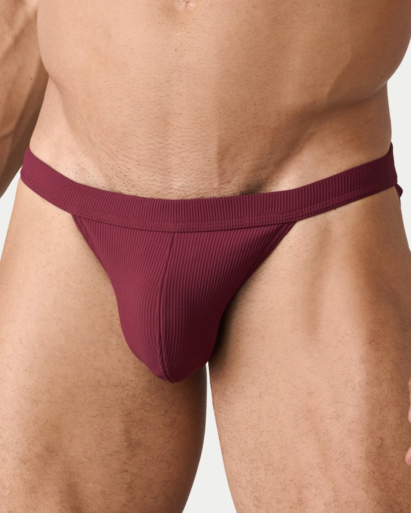 AWRY Oasis Swim Tanga Maroon - men's swim brief waistband detail