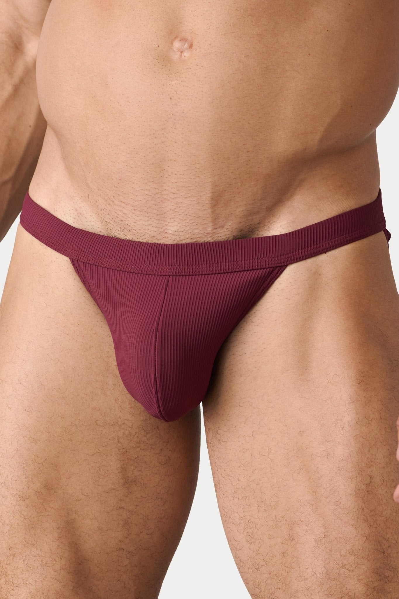 AWRY Oasis Swim Tanga Maroon - men's swim brief waistband detail