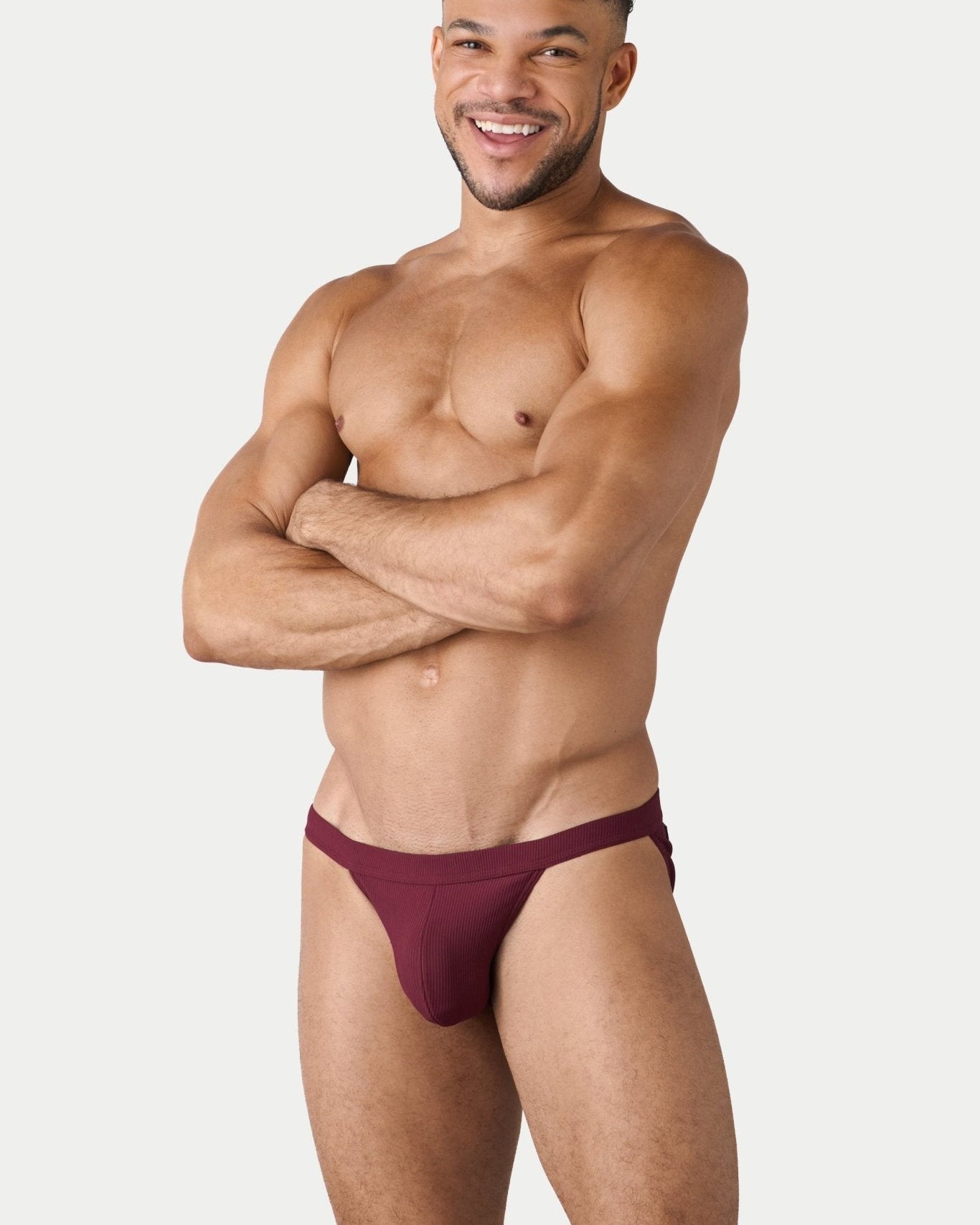 AWRY Oasis Swim Tanga Maroon - mens swim briefs front view