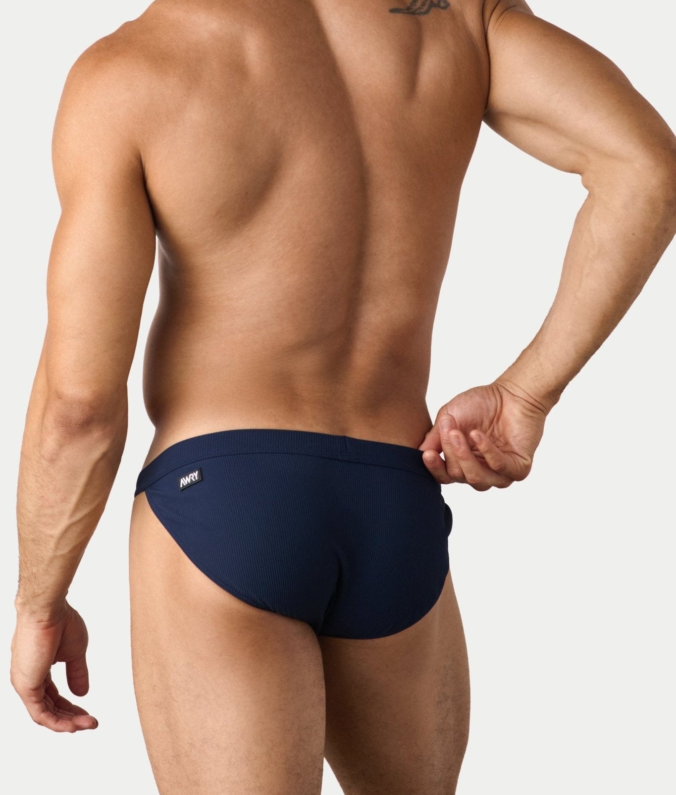 AWRY Oasis Swim Tanga Navy - mens swim briefs back view