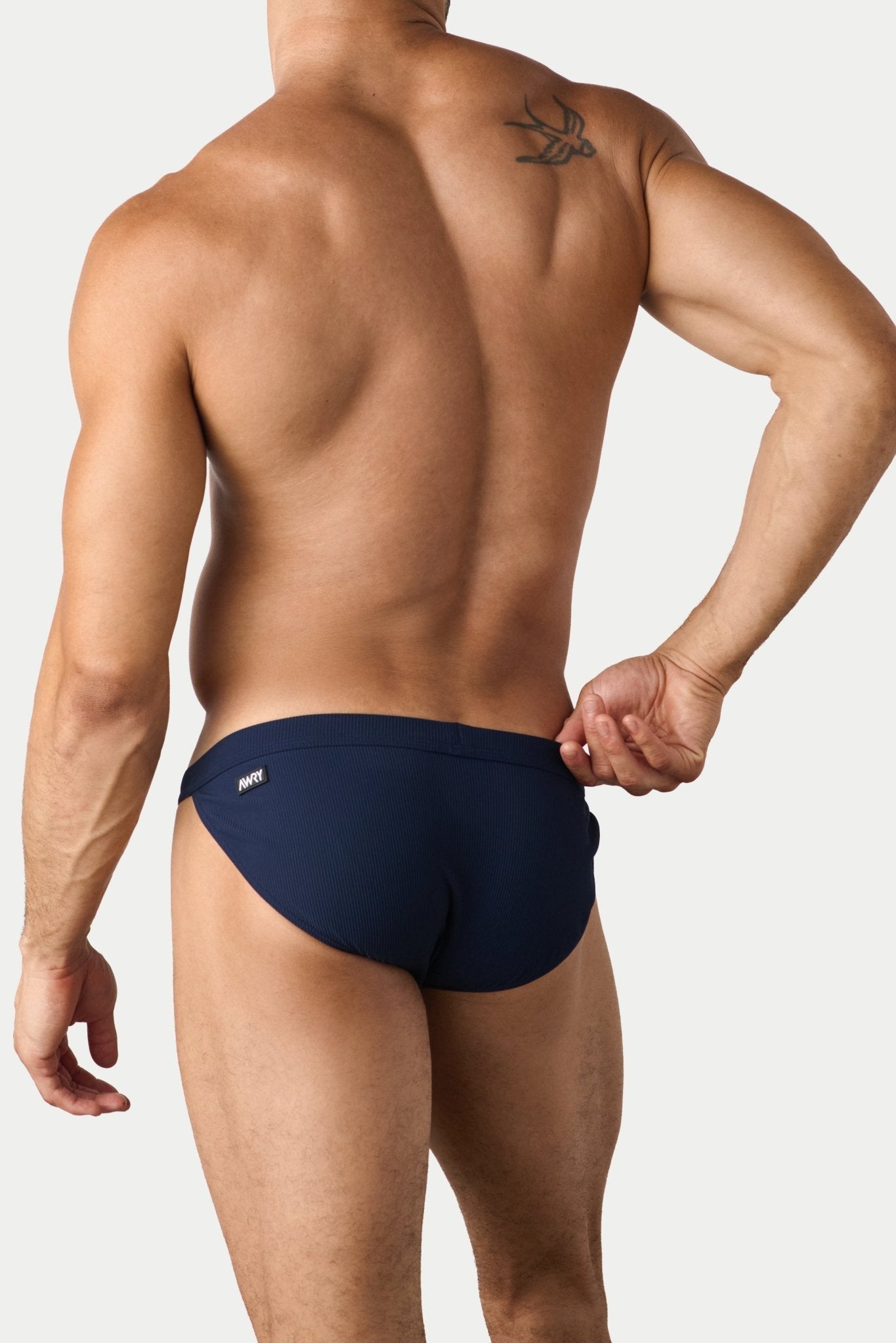 AWRY Oasis Swim Tanga Navy - mens swim briefs back view