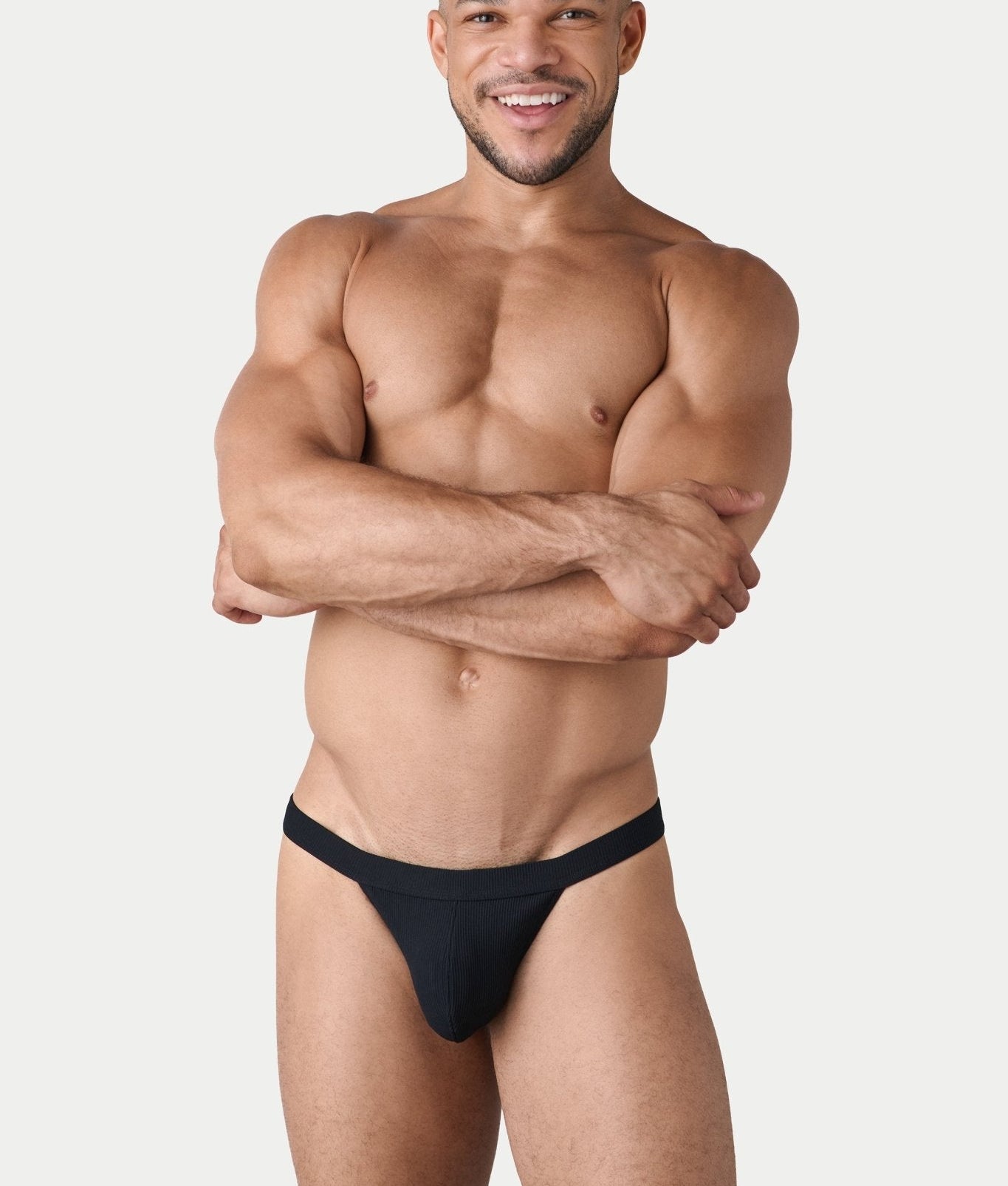 AWRY Oasis Swim Thong Black - men's swim thong pouch detail