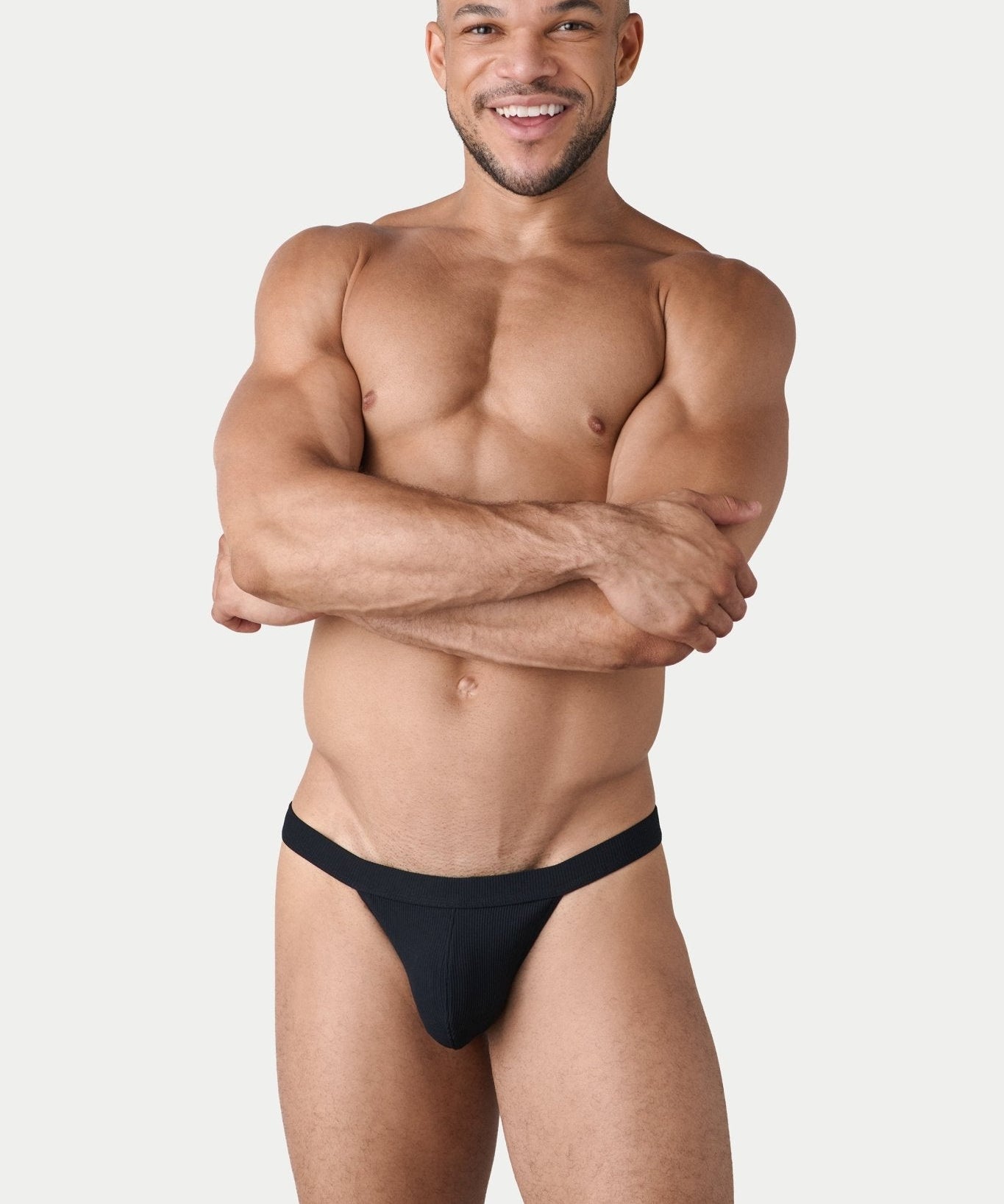 AWRY Oasis Swim Thong Black - men's swim thong pouch detail