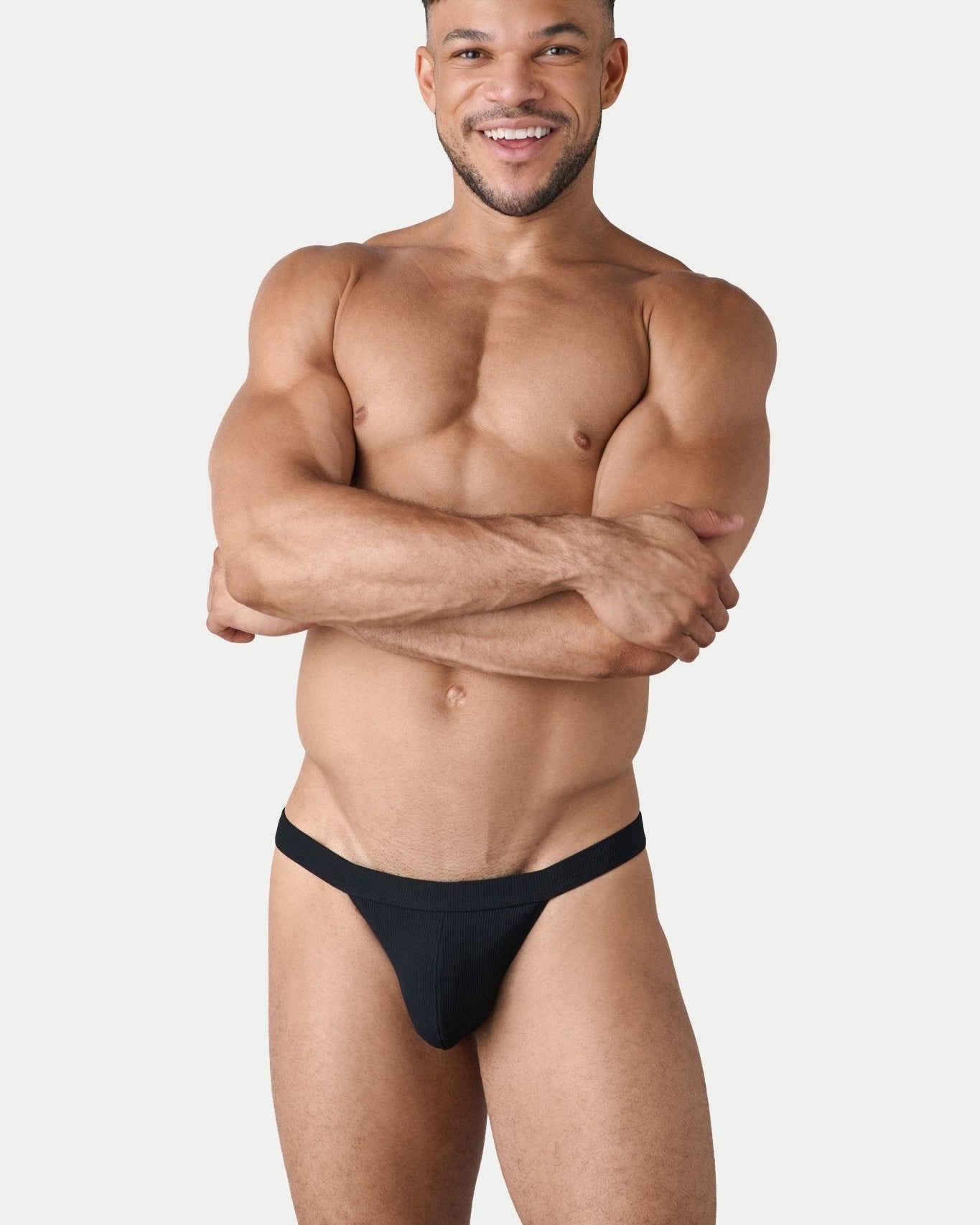 AWRY Oasis Swim Thong Black - men's swim thong pouch detail