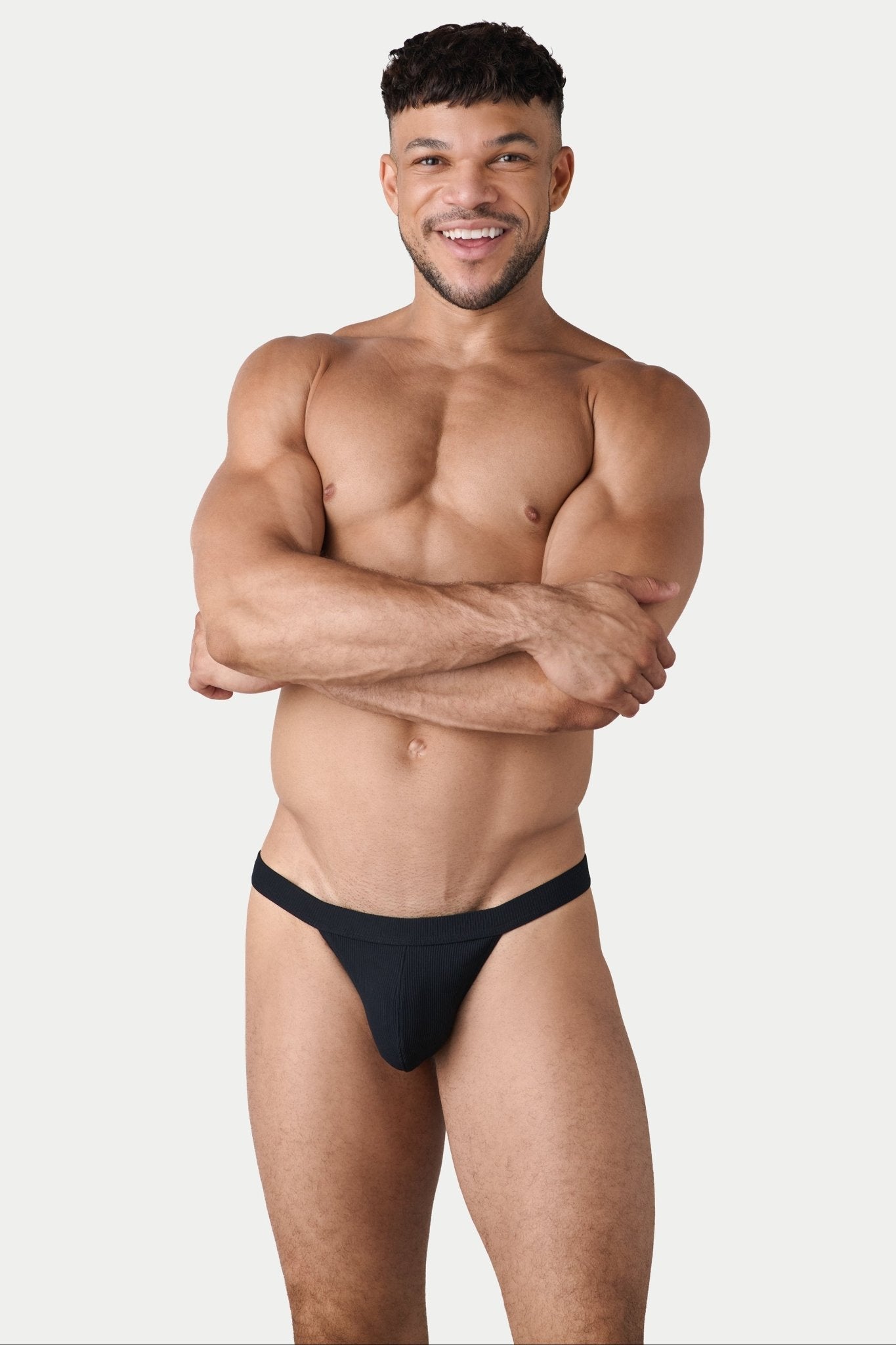 AWRY Oasis Swim Thong Black - men's swim thong pouch detail