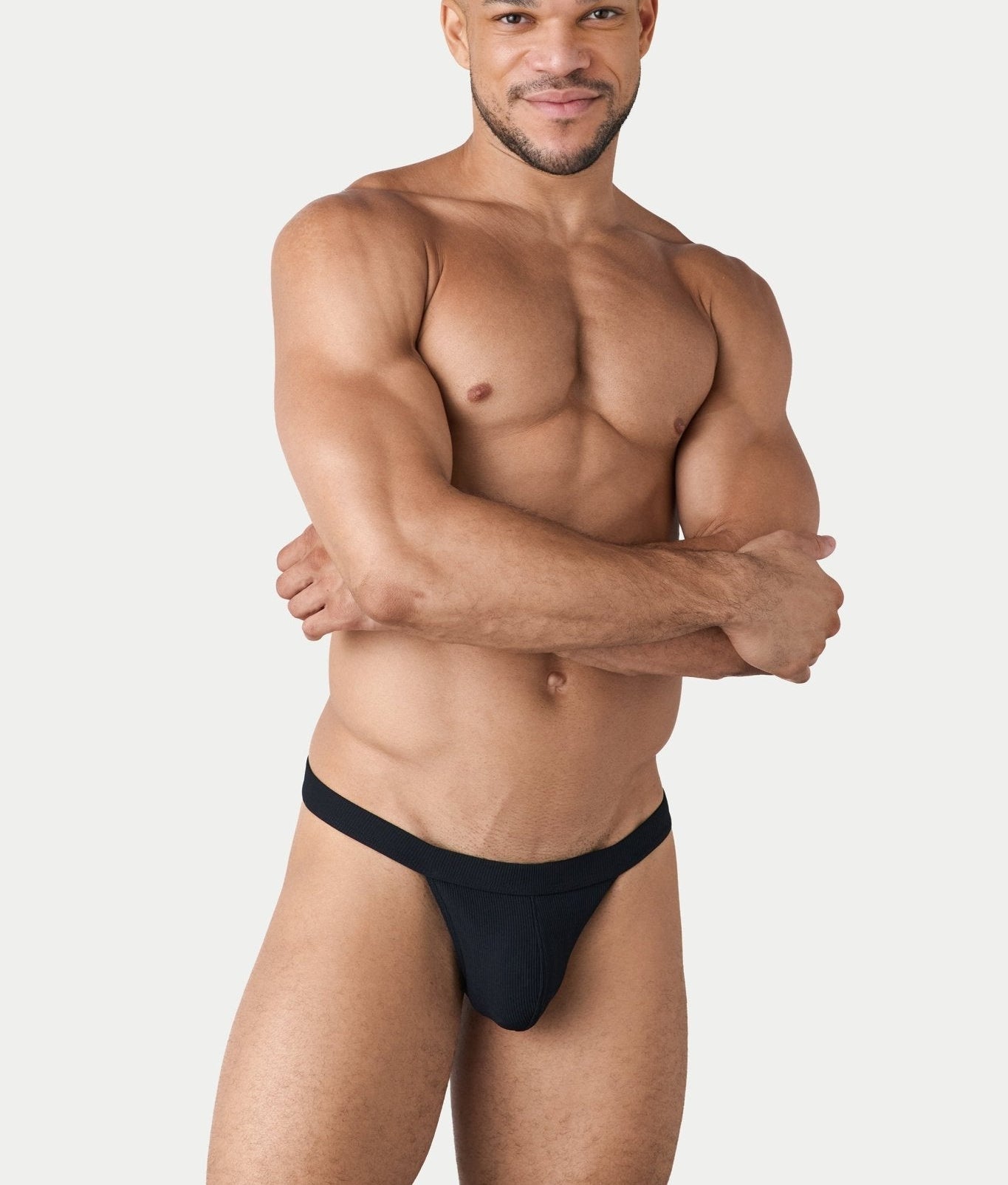 AWRY Oasis Swim Thong Black - mens swim thongs front view