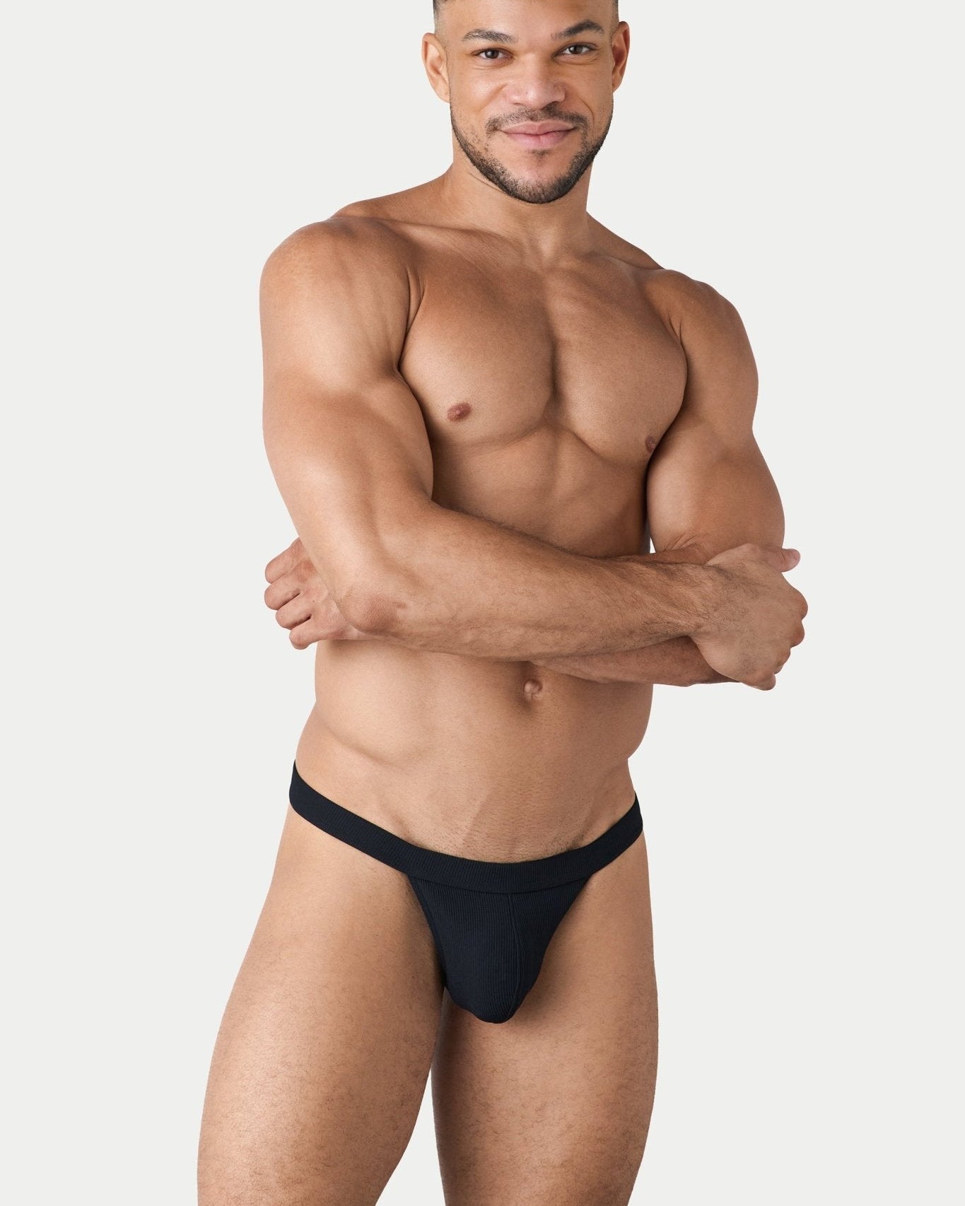 AWRY Oasis Swim Thong Black - mens swim thongs front view