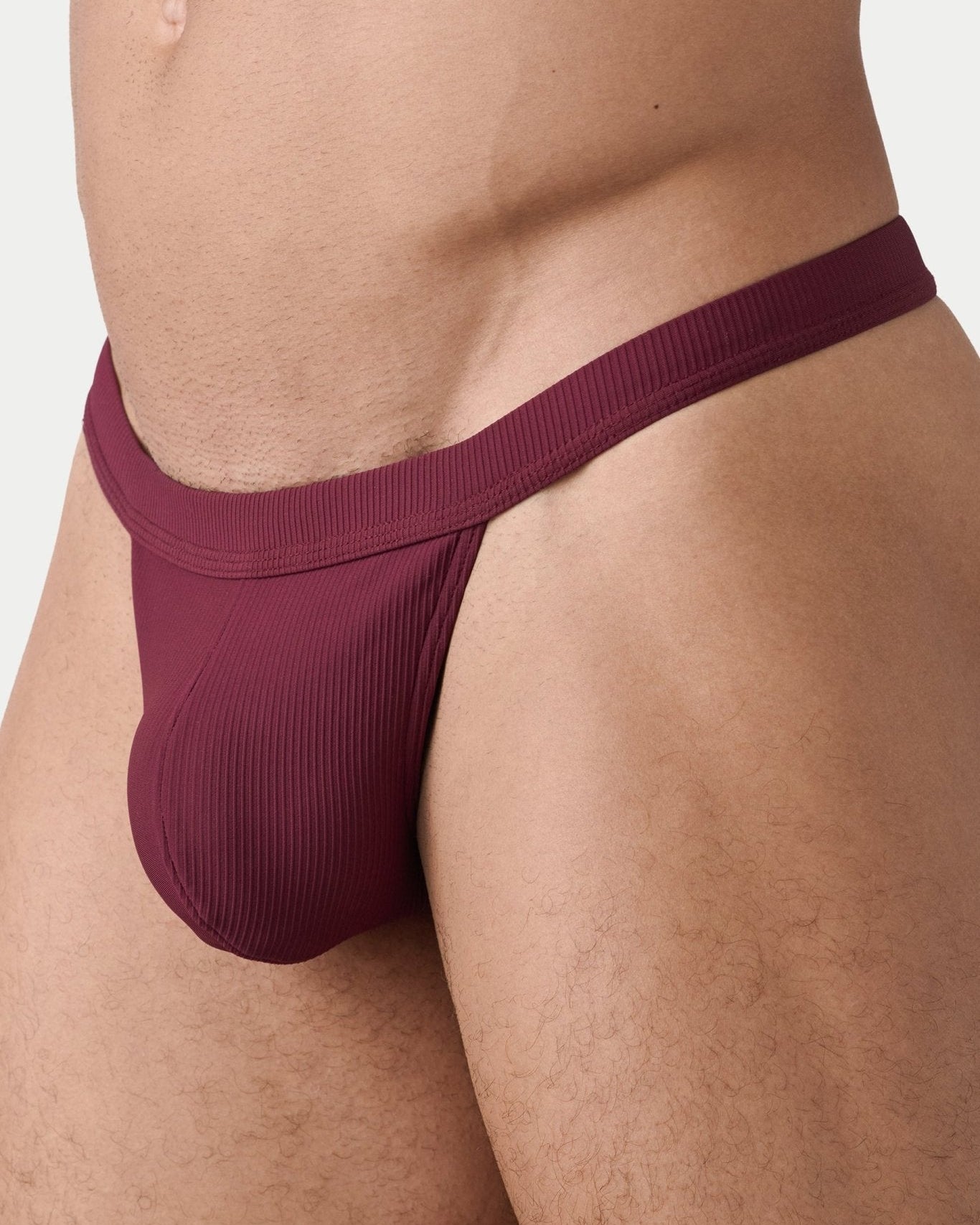 AWRY Oasis Swim Thong Maroon - men's swim thong waistband detail