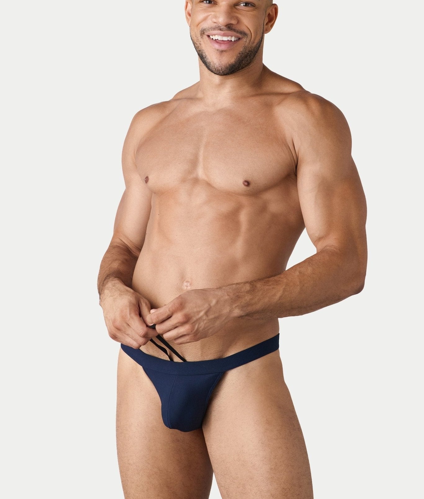 AWRY Oasis Swim Thong Navy - mens swim thongs front view