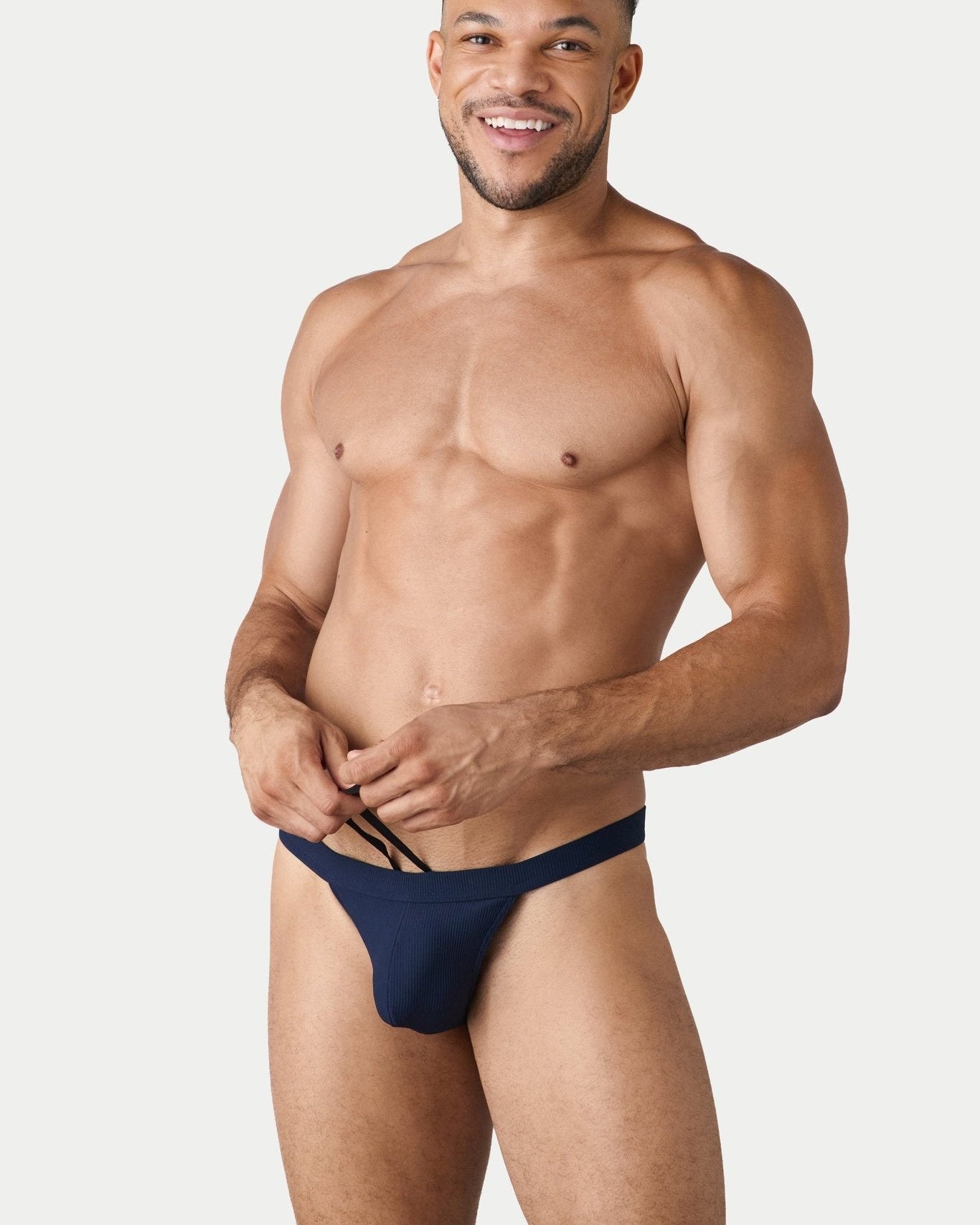 AWRY Oasis Swim Thong Navy - mens swim thongs front view