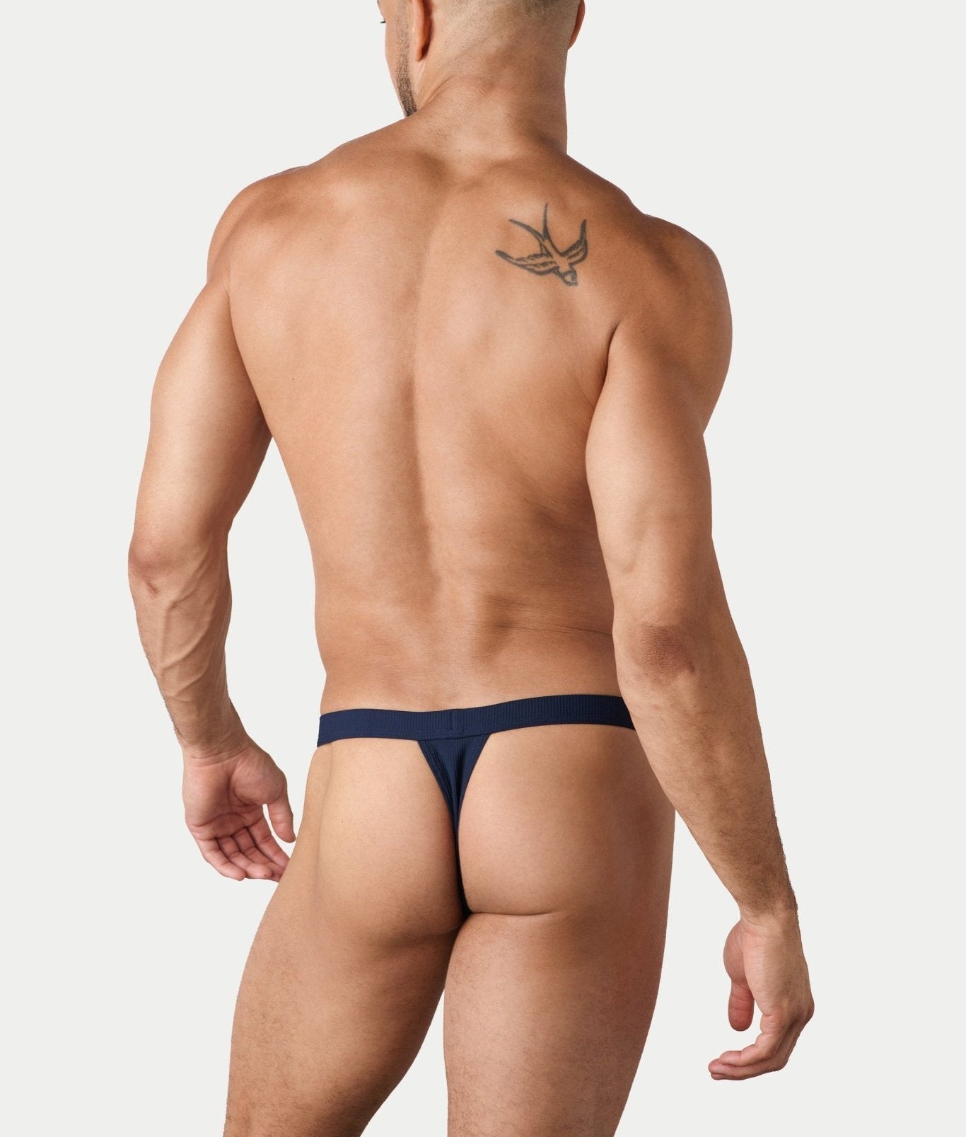 AWRY Oasis Swim Thong Navy - men's swim thong liner close-up