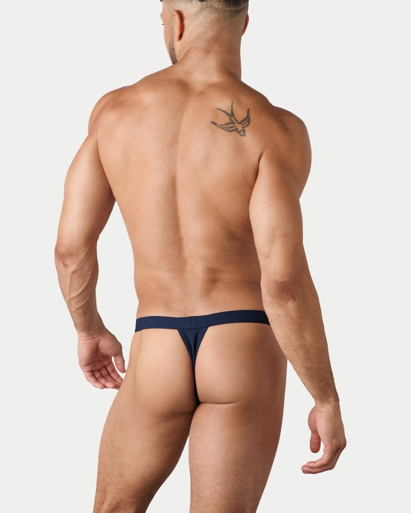 AWRY Oasis Swim Thong Navy - men's swim thong liner close-up