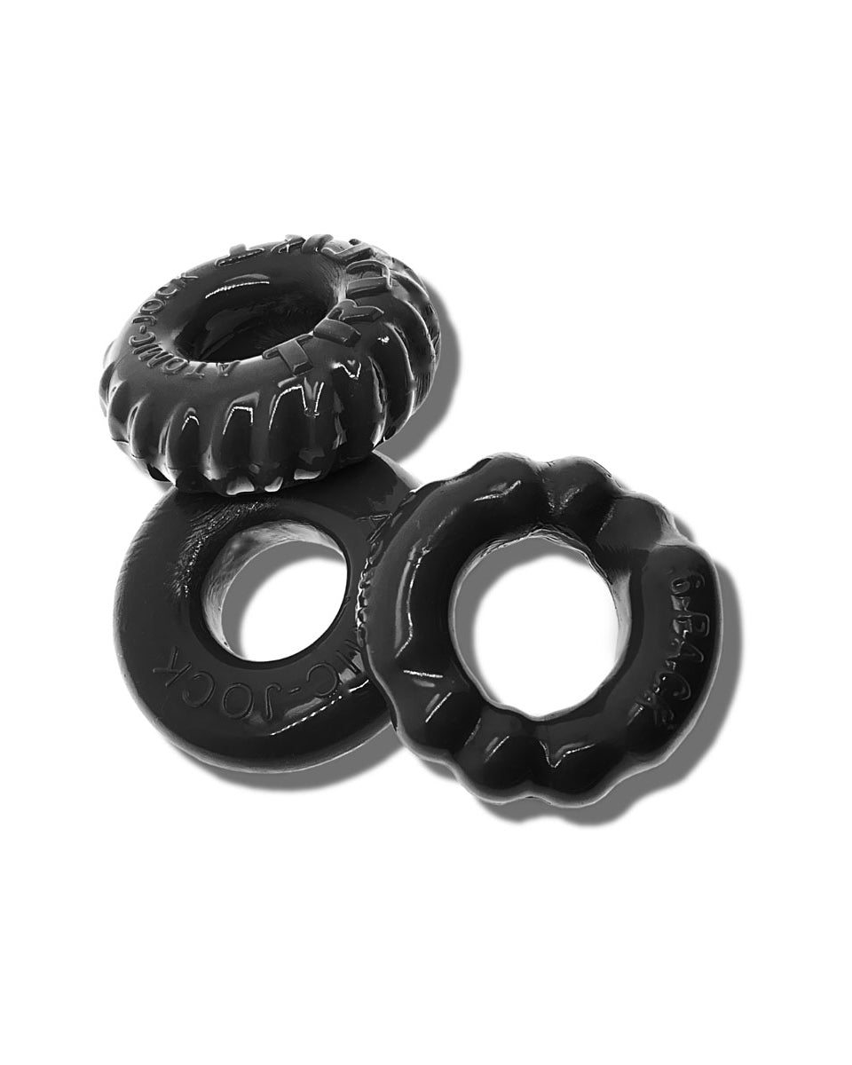 Oxballs Bonemaker 3-Pack Boner Cockring Kit Black
