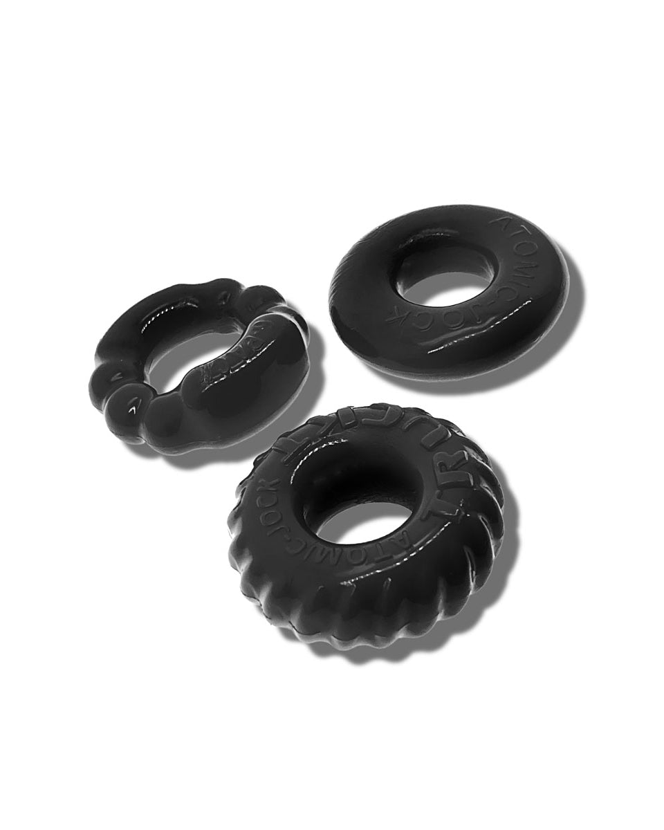 Oxballs Bonemaker 3-Pack Boner Cockring Kit Black