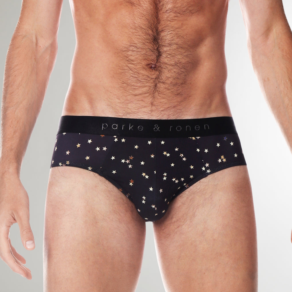 Parke & Ronen Printed Low-Rise Brief Black-galileo