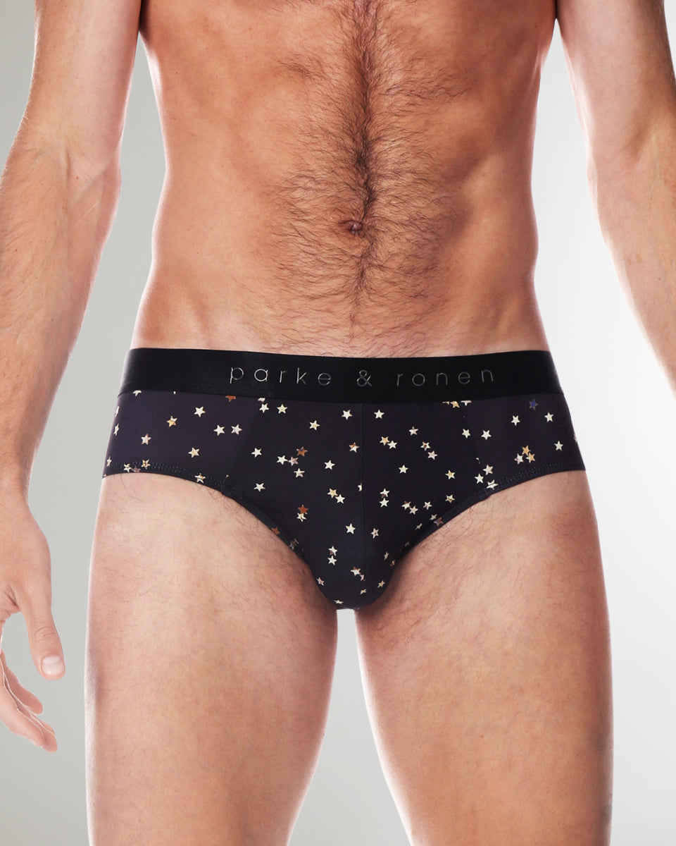 Parke & Ronen Printed Low-Rise Brief Black-galileo
