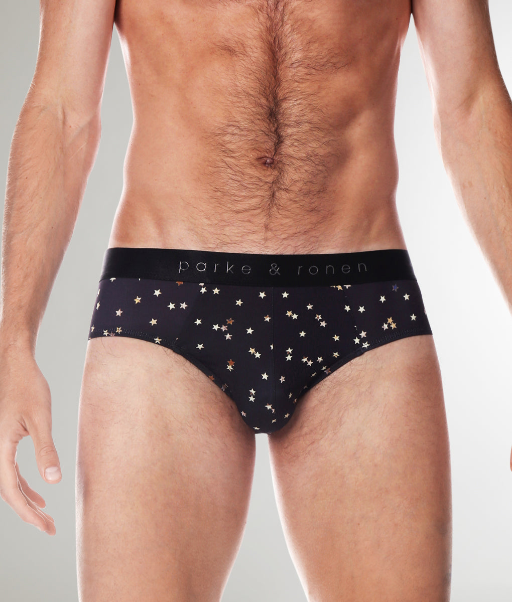 Parke & Ronen Printed Low-Rise Brief Black-galileo