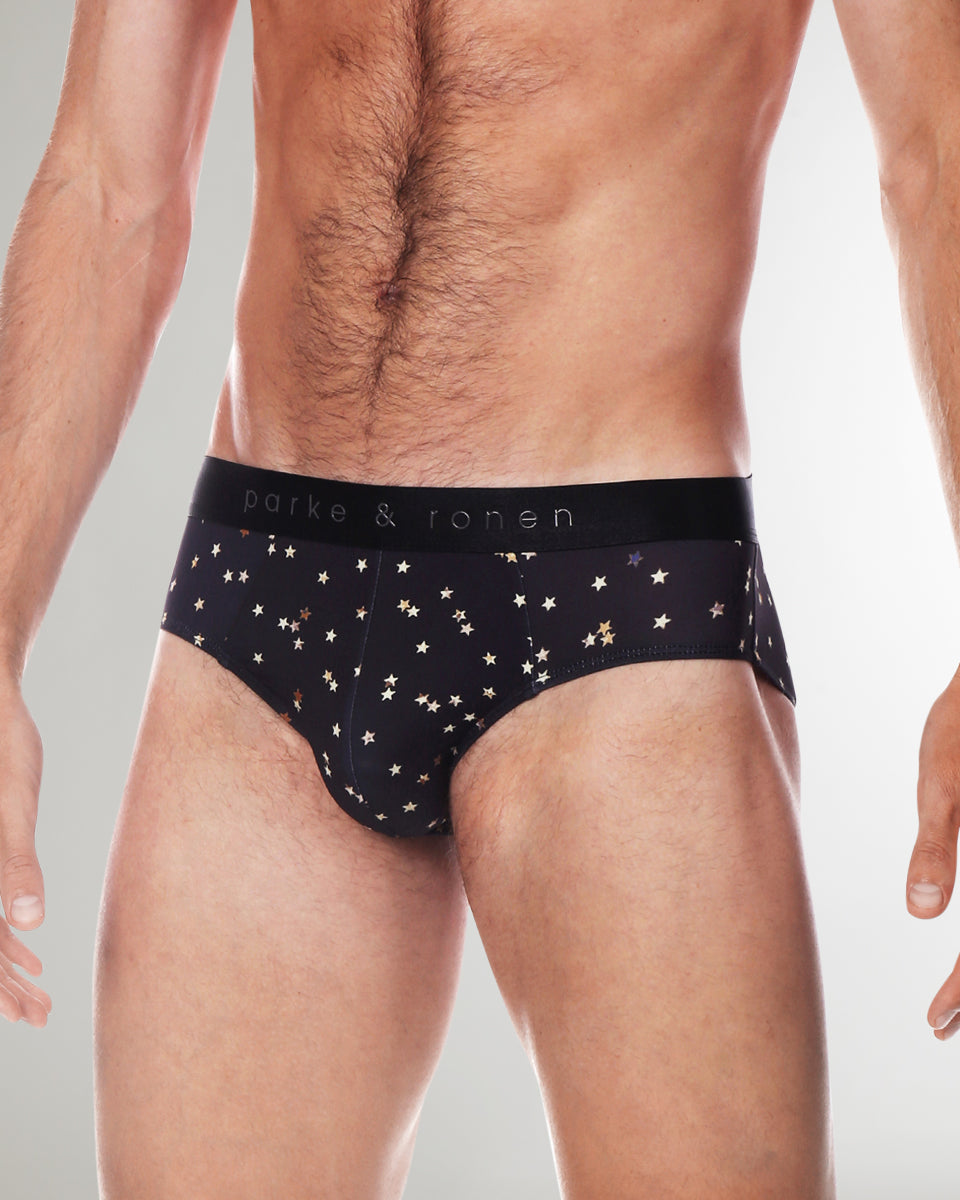 Parke & Ronen Printed Low-Rise Brief Black-galileo